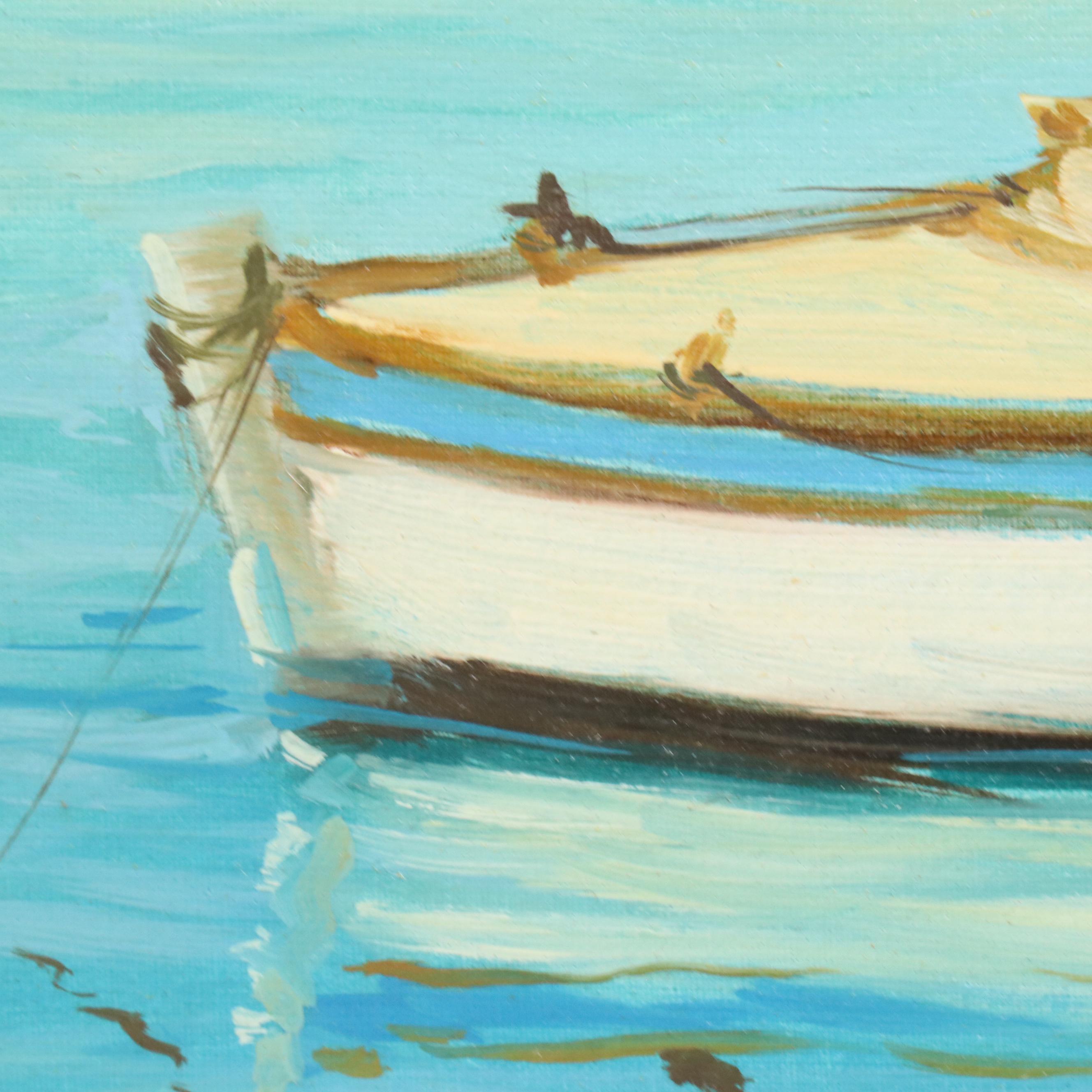 Cesar Perales Oil Painting "Harbor," 21st Century