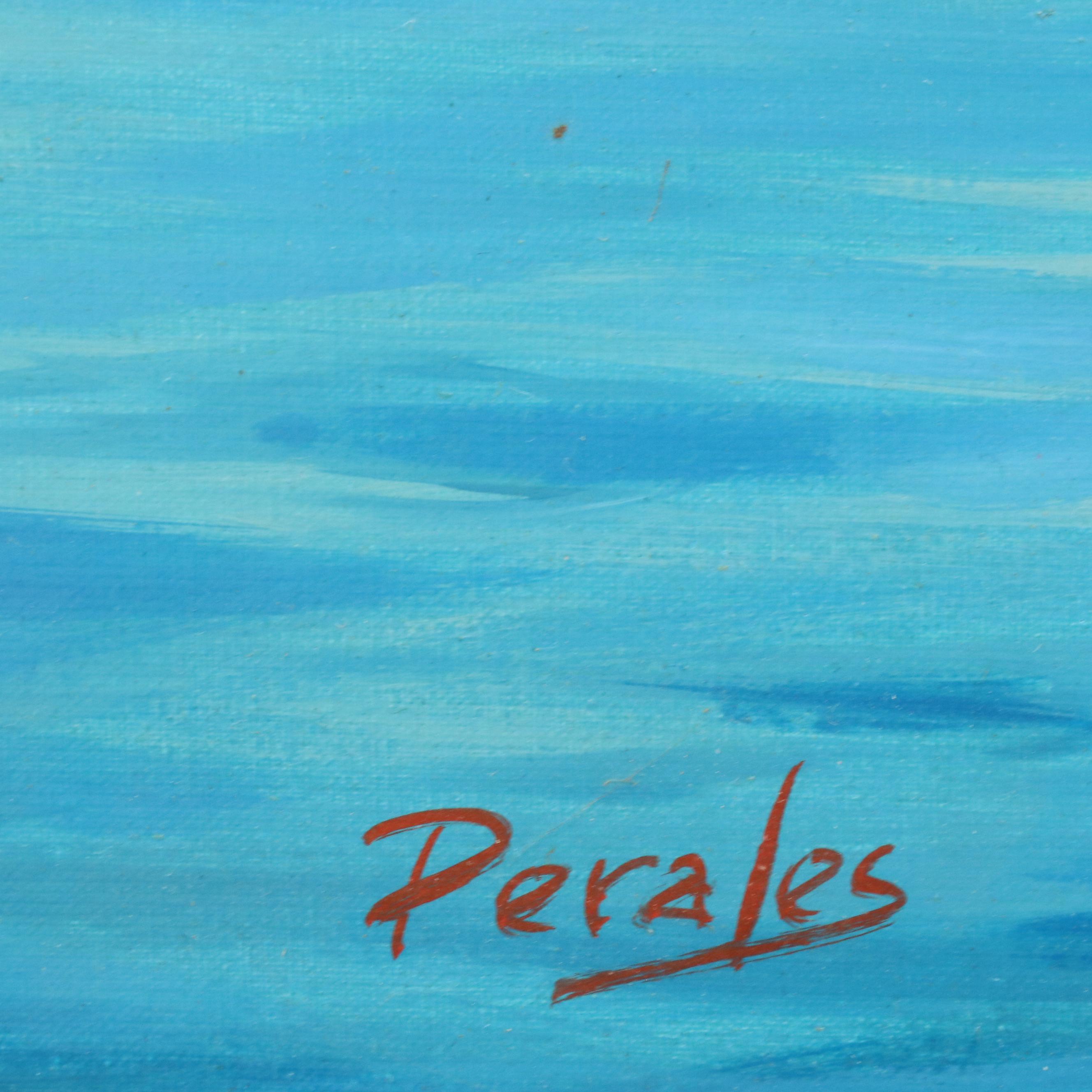 Cesar Perales Oil Painting "Harbor," 21st Century