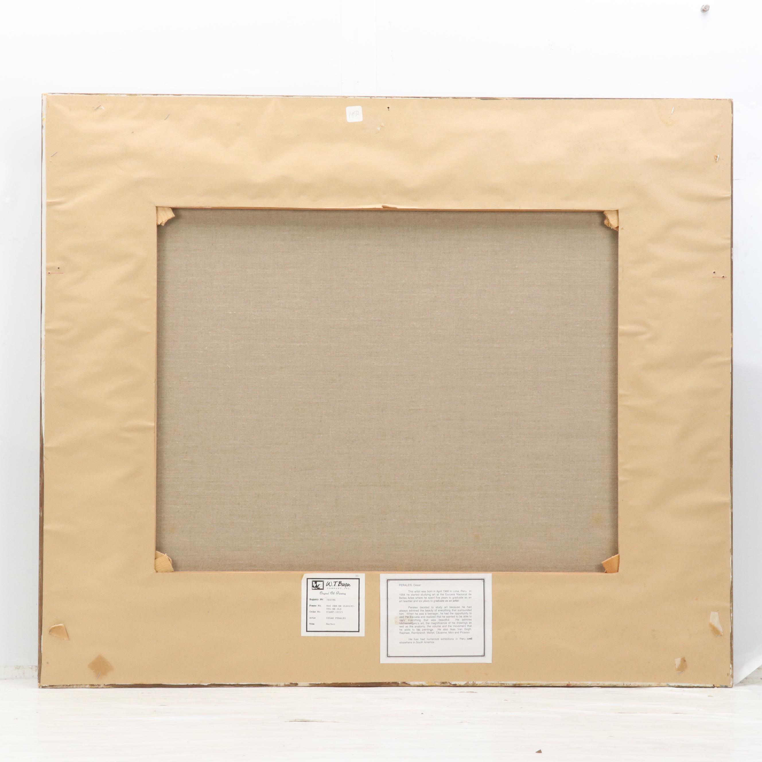 Cesar Perales Oil Painting "Harbor," 21st Century