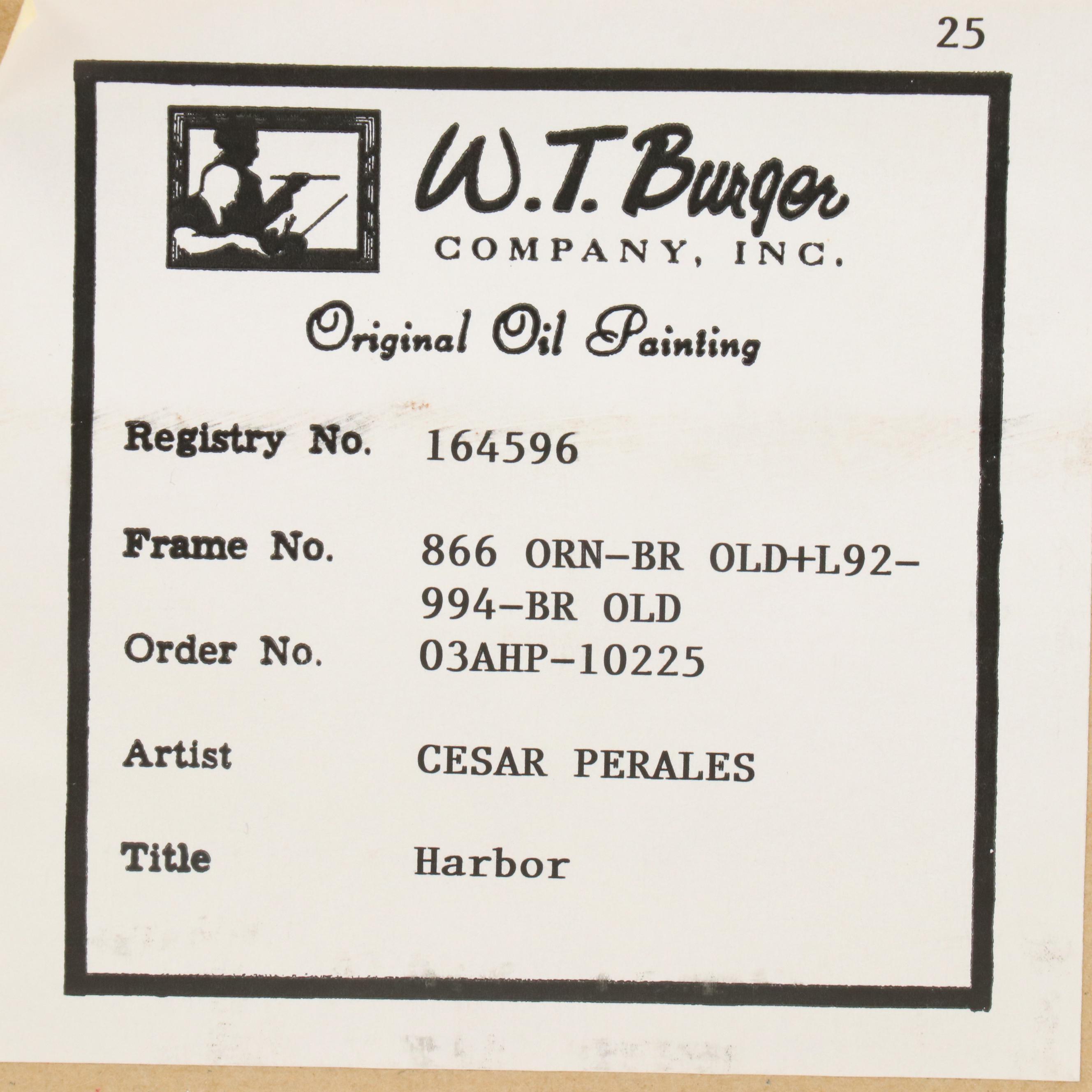 Cesar Perales Oil Painting "Harbor," 21st Century