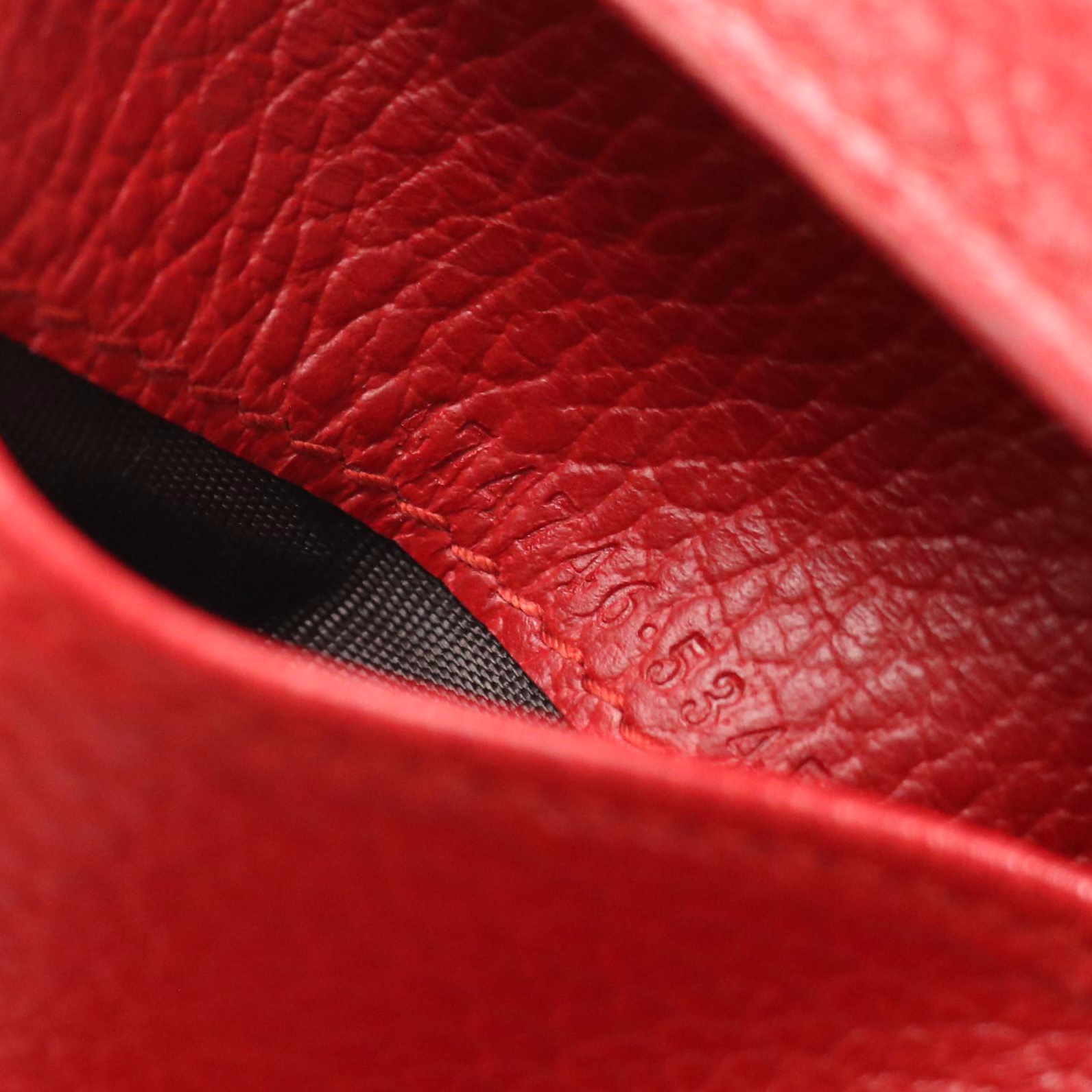 Gucci Compact Wallet in Red Calfskin Grain Leather