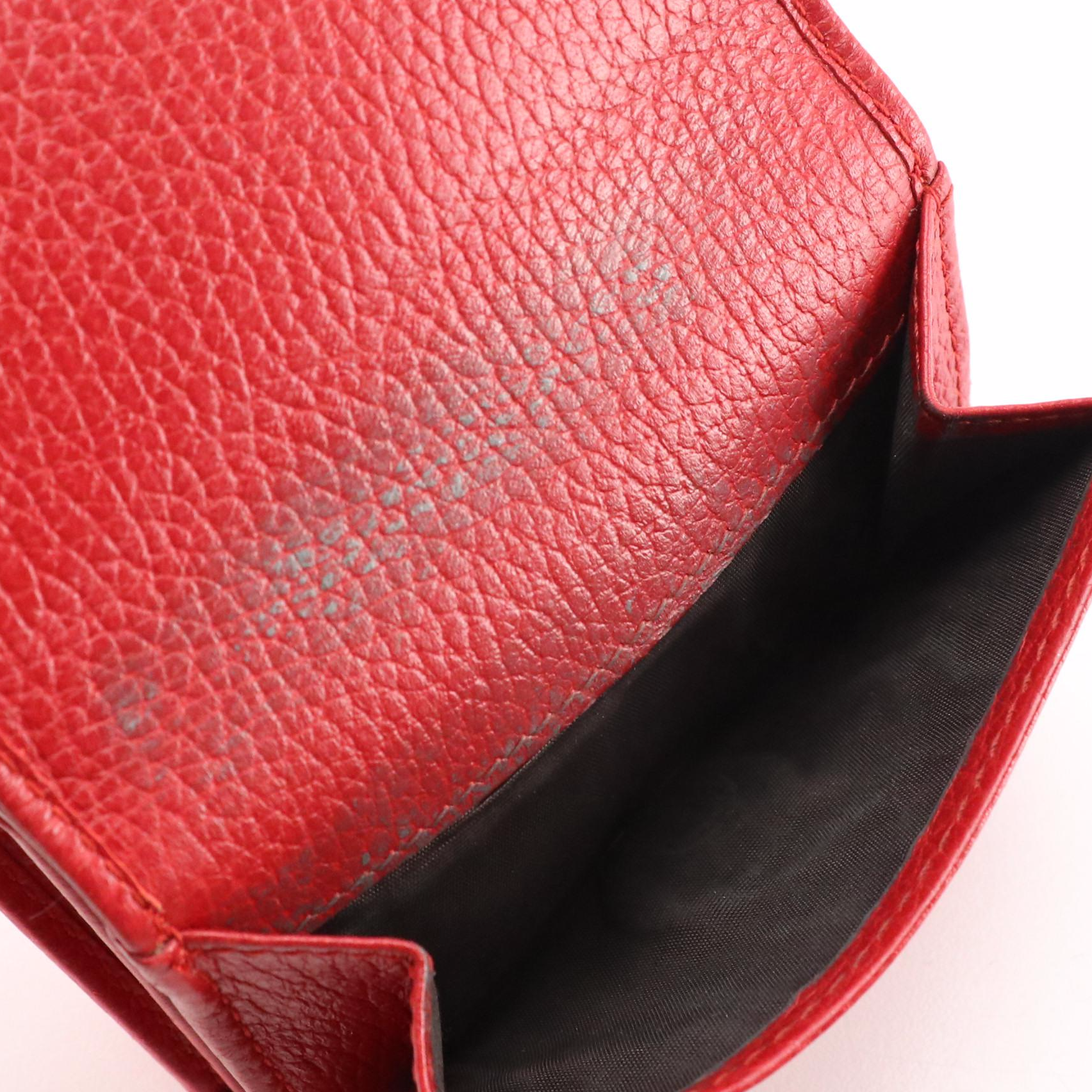Gucci Compact Wallet in Red Calfskin Grain Leather