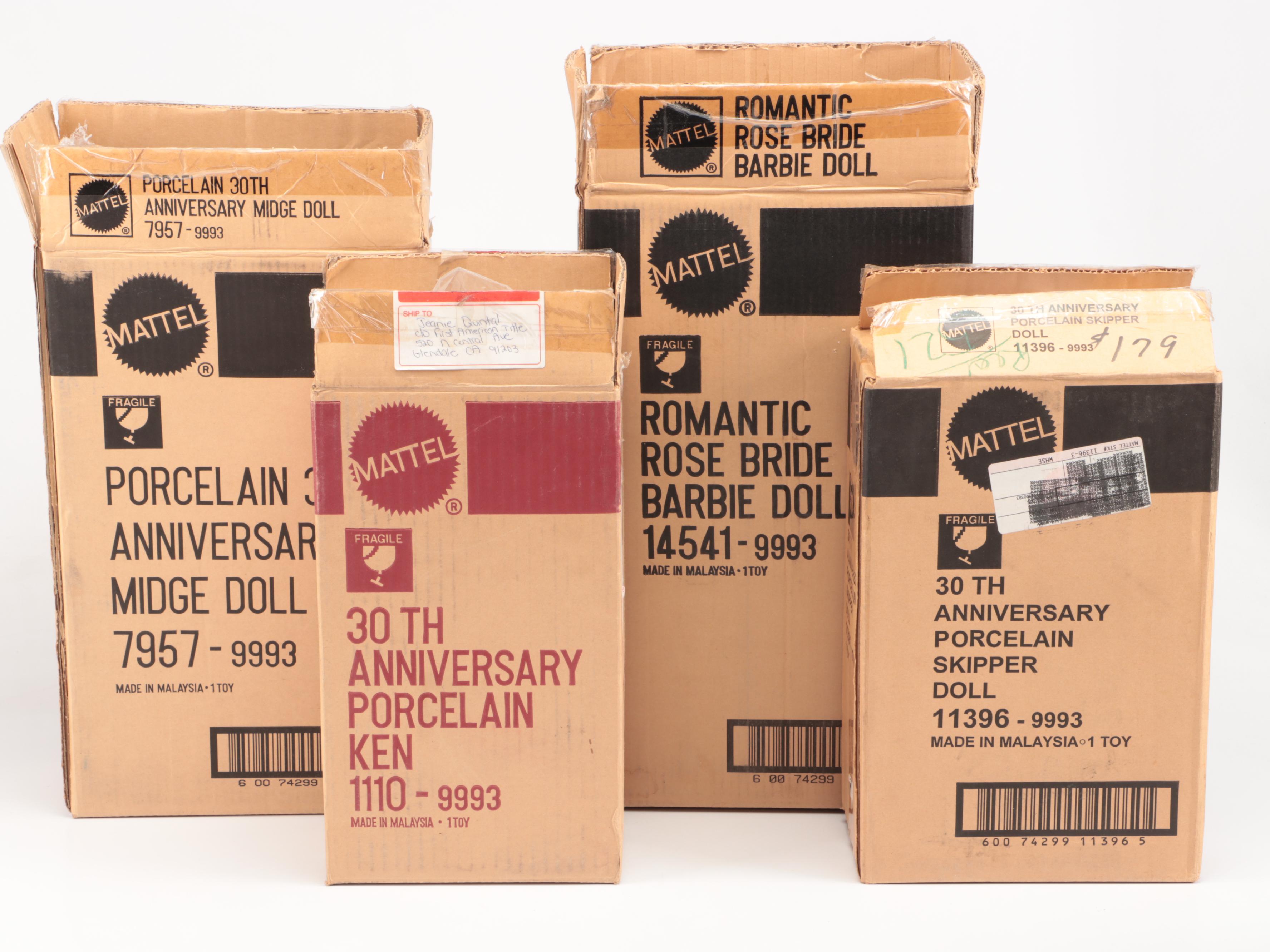 Mattel "Romantic Rose Bride" Barbie with 30th Anniversary Ken, Midge and Skipper