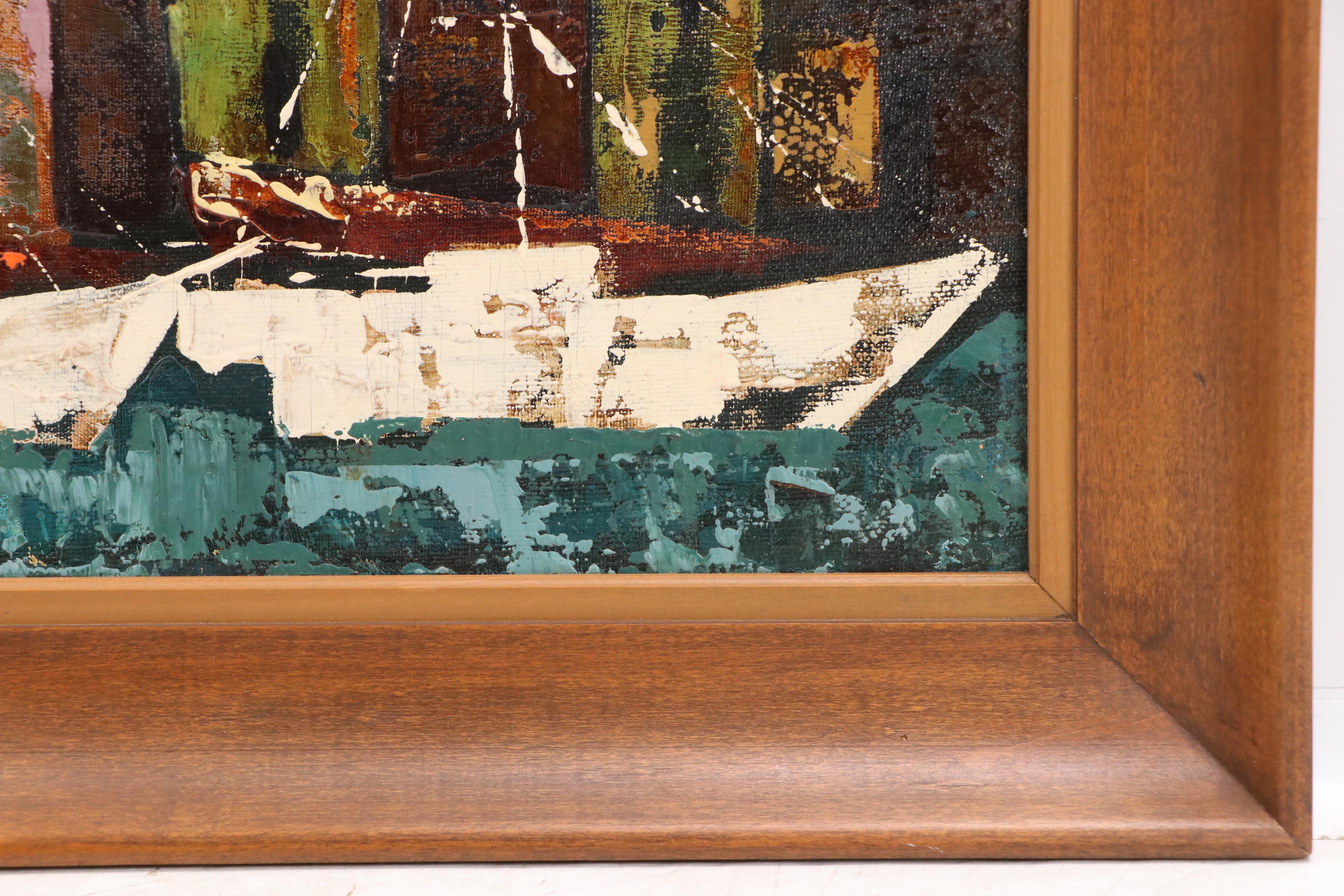 Toro Mid Century Modern City Landscape Oil Painting