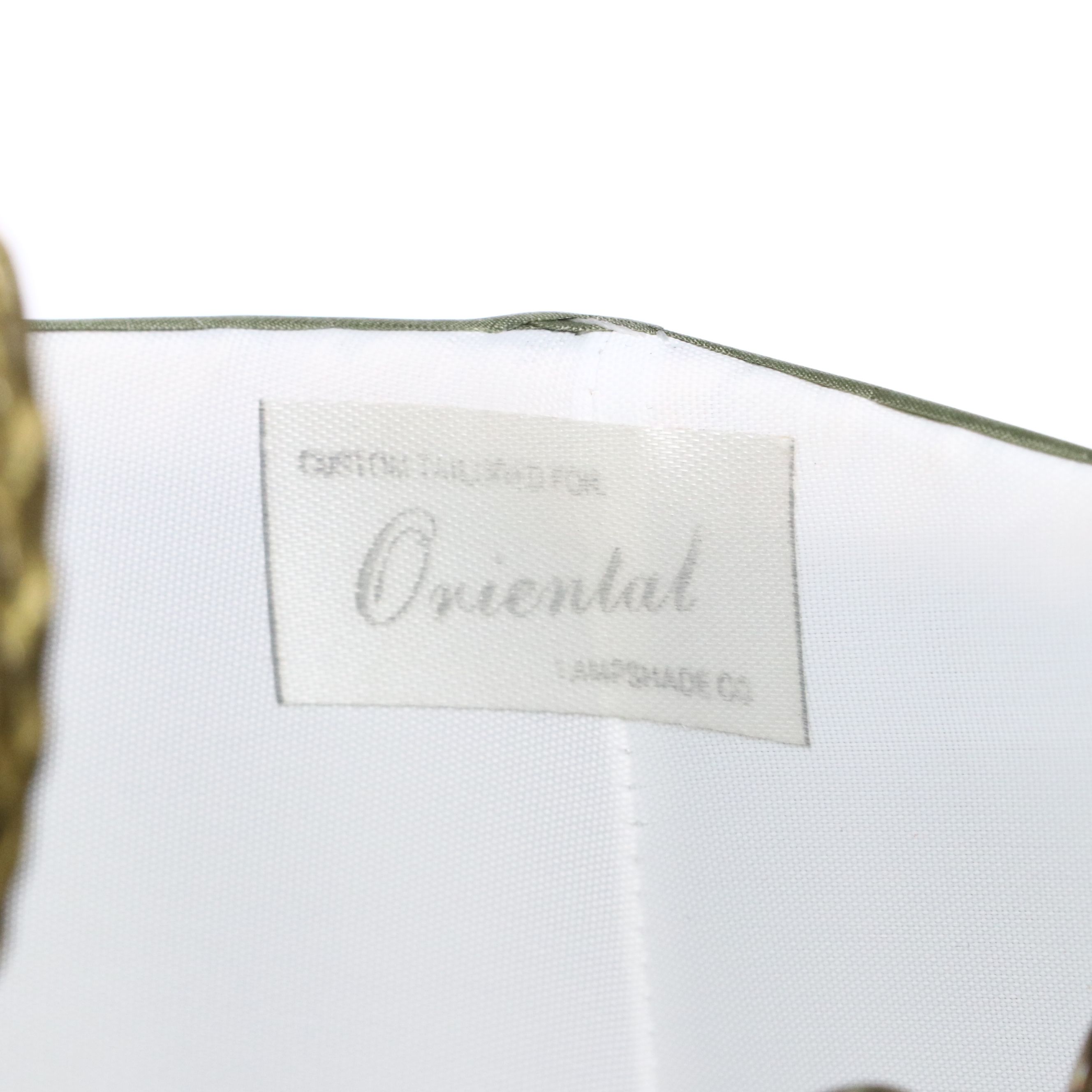 Neoclassical Style Aged Brass Pillar Lamp with Olive Silk Box Pleat Shade