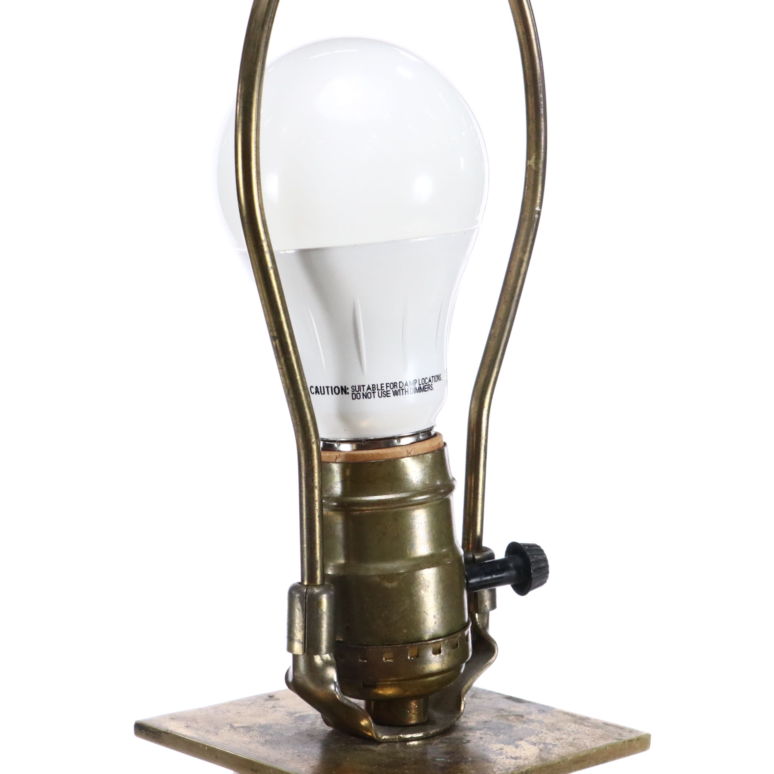 Neoclassical Style Aged Brass Pillar Lamp with Olive Silk Box Pleat Shade