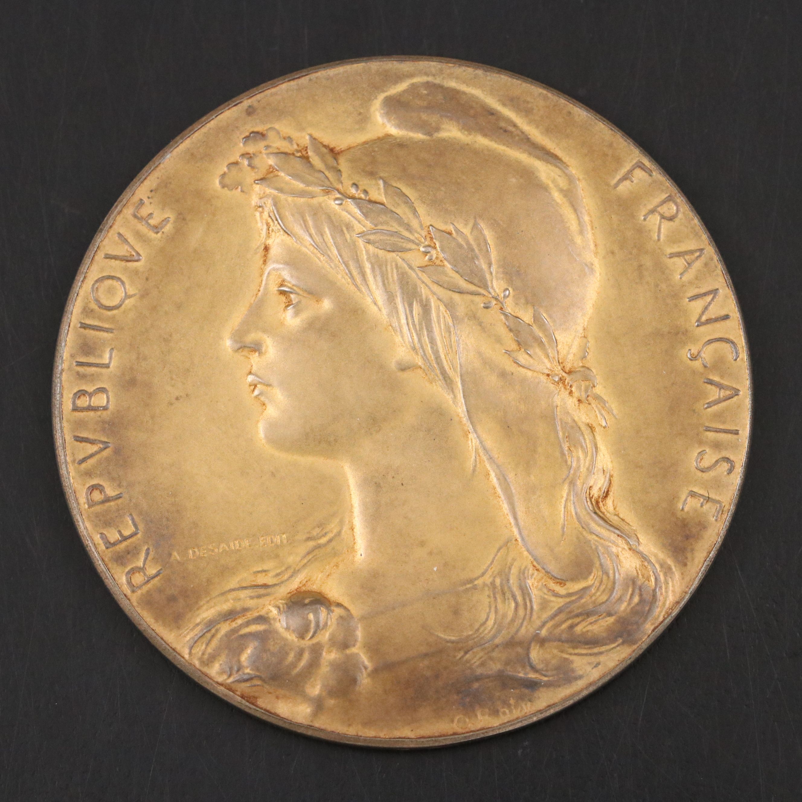 Antique French Republic Gilt 800 Silver Médaille Carnot, 1916