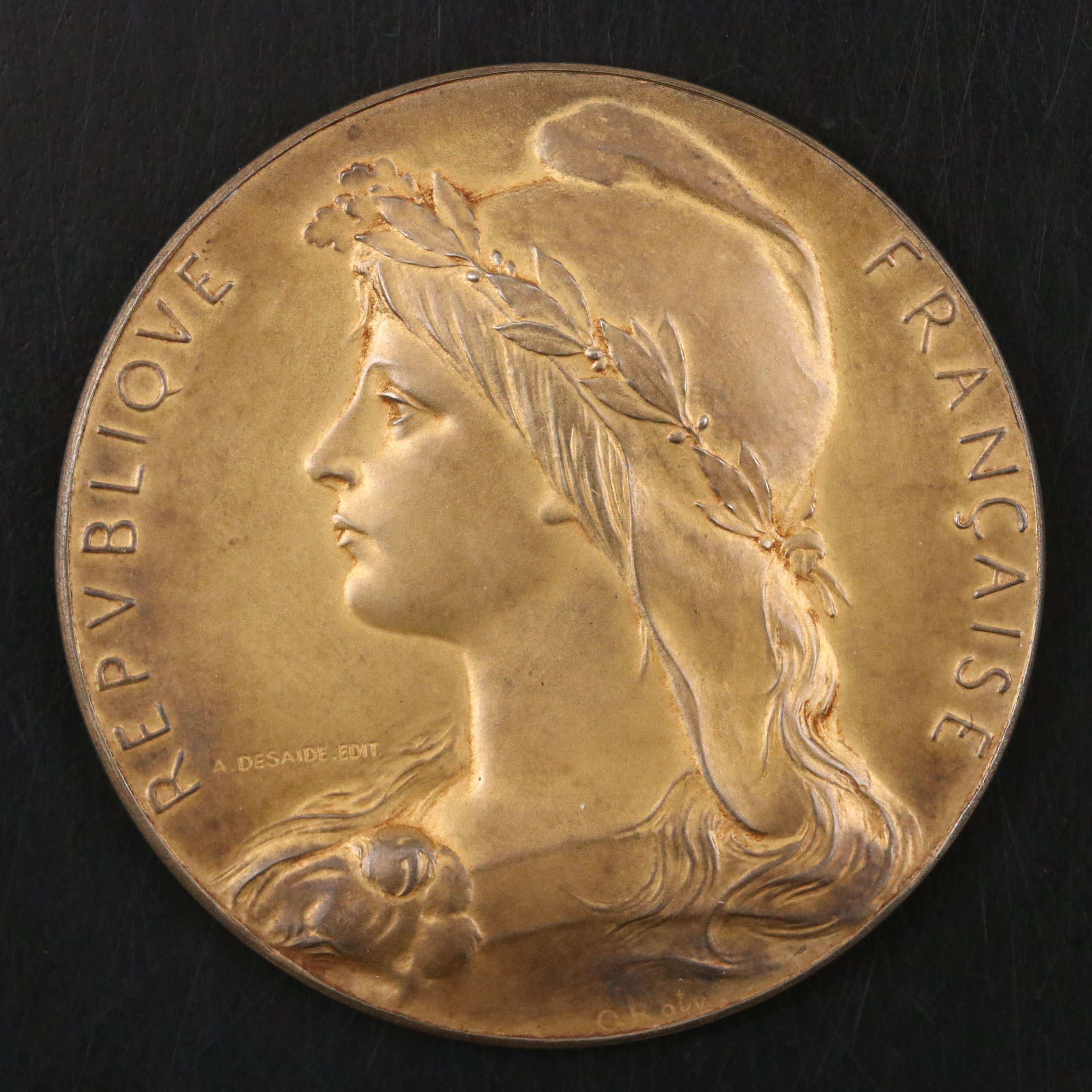 Antique French Republic Gilt 800 Silver Médaille Carnot, 1916