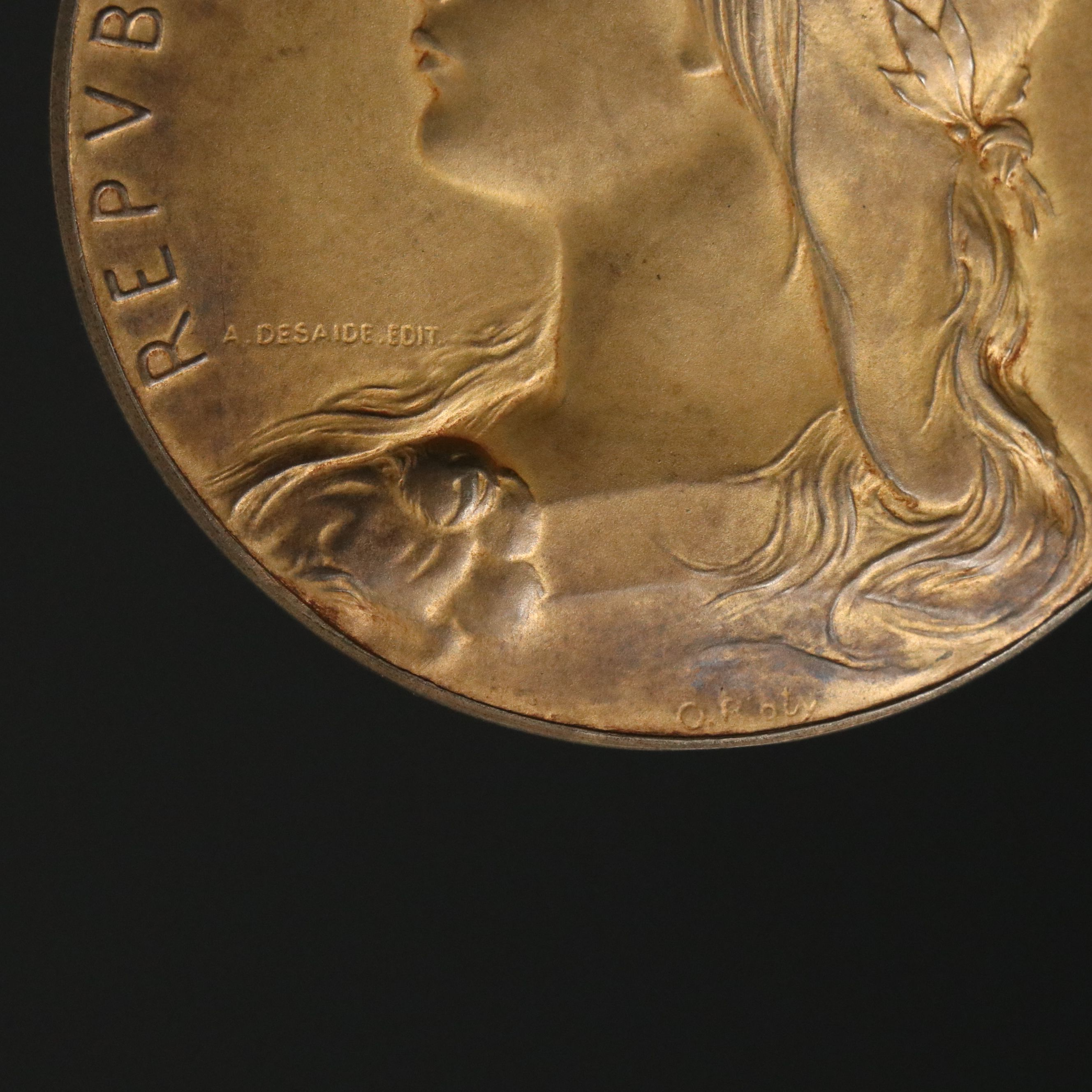 Antique French Republic Gilt 800 Silver Médaille Carnot, 1916