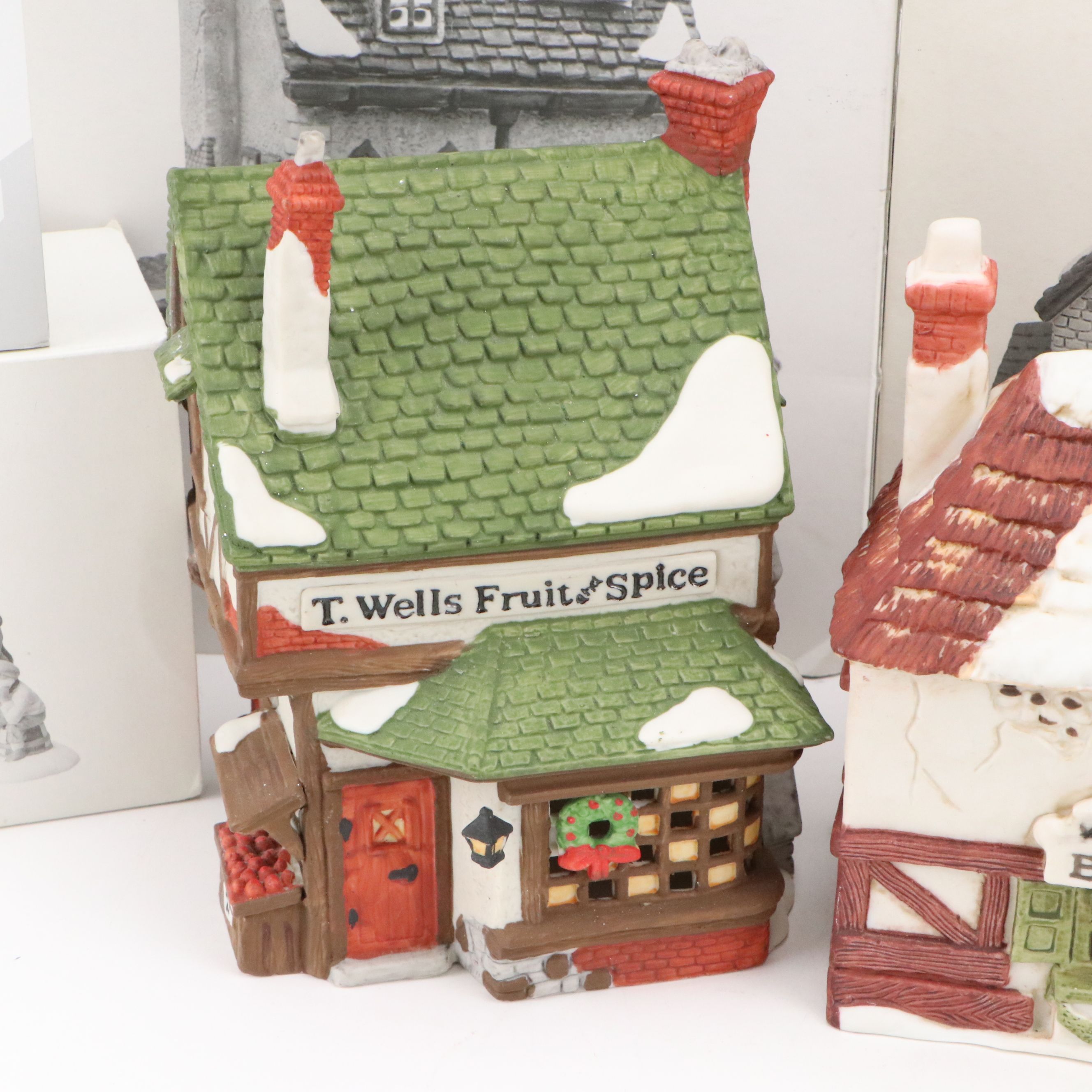 Department 56 "Dickens' Village Series" Bisque Porcelain Houses and Figurines