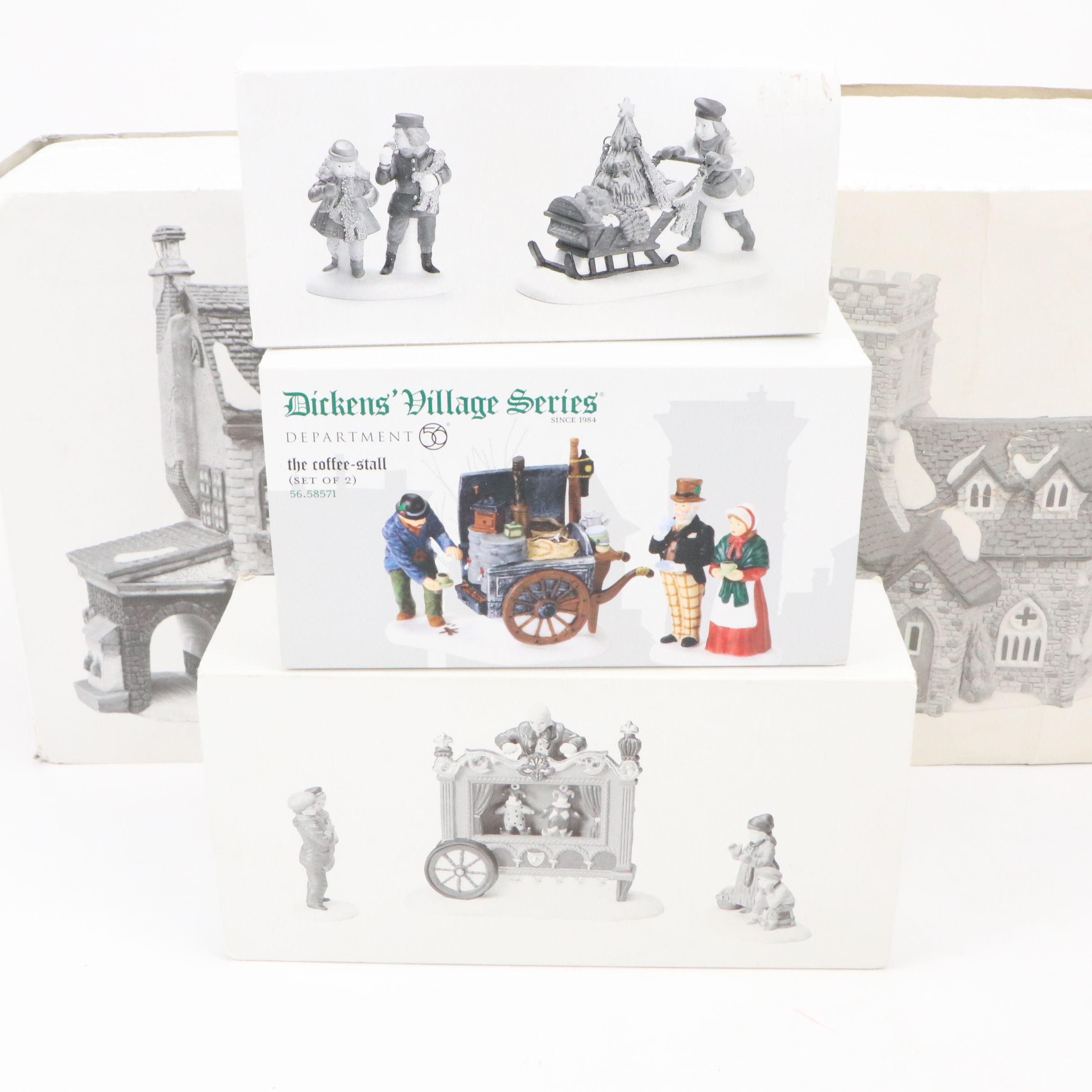Department 56 "Dickens' Village Series" Bisque Porcelain Houses and Figurines