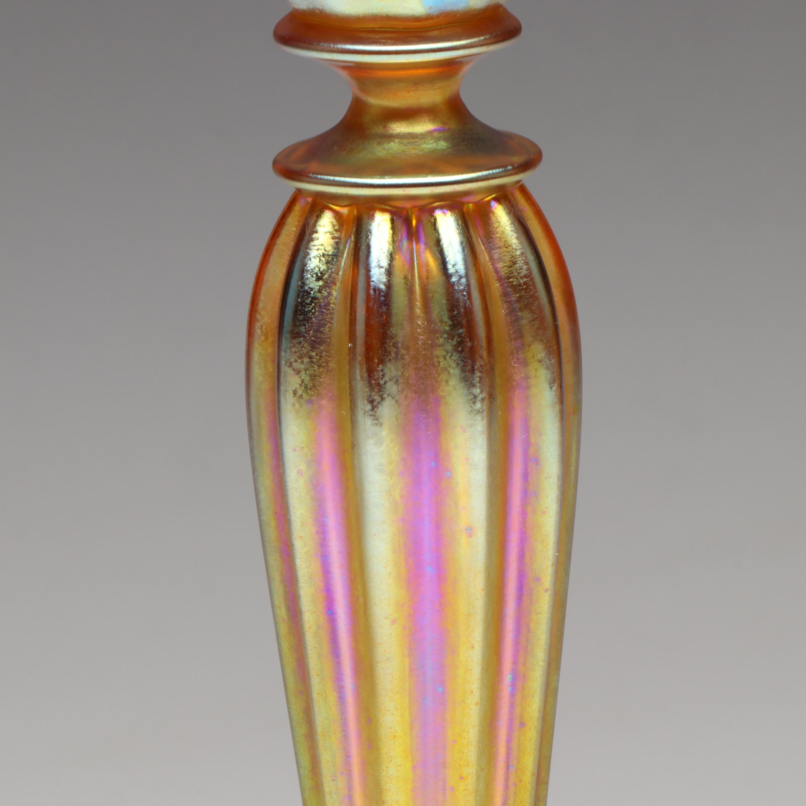 Louis Comfort Tiffany Favrile Art Glass Candlesticks, Early 20th Century