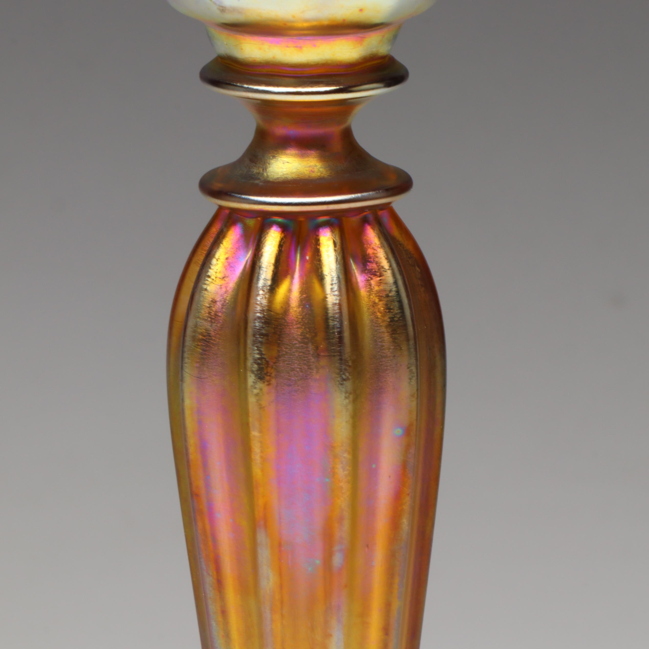 Louis Comfort Tiffany Favrile Art Glass Candlesticks, Early 20th Century