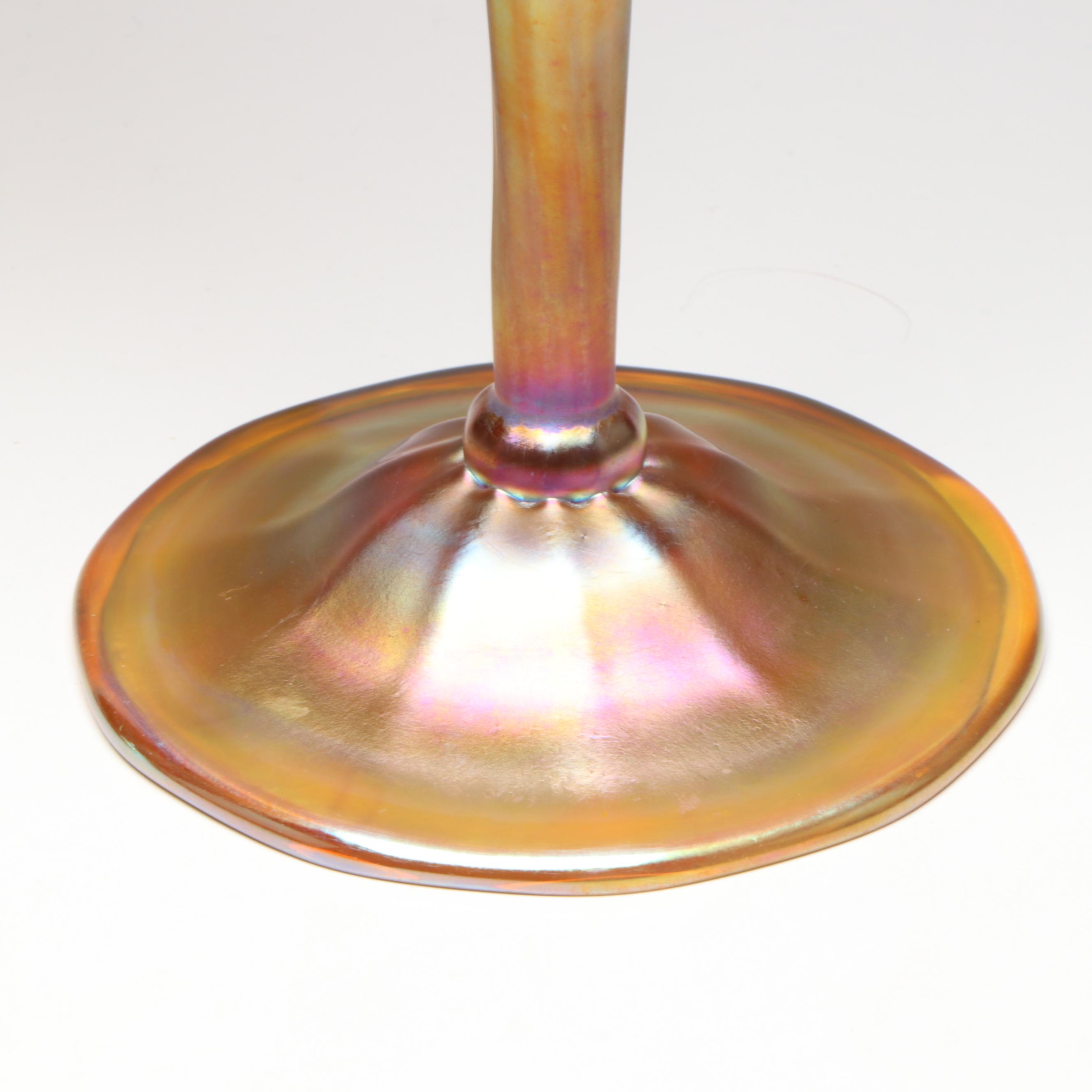 Louis Comfort Tiffany Favrile Art Glass Candlesticks, Early 20th Century