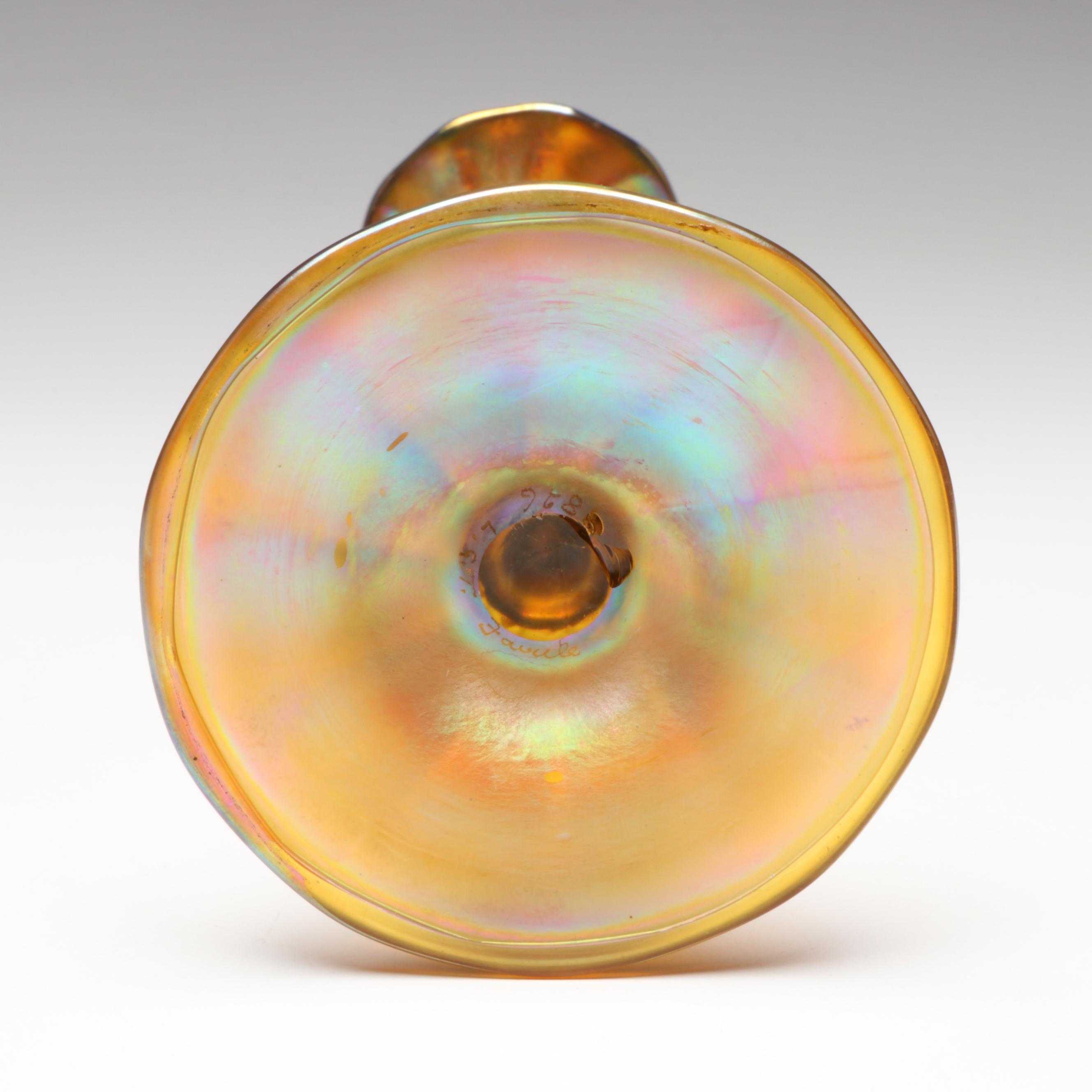 Louis Comfort Tiffany Favrile Art Glass Candlesticks, Early 20th Century