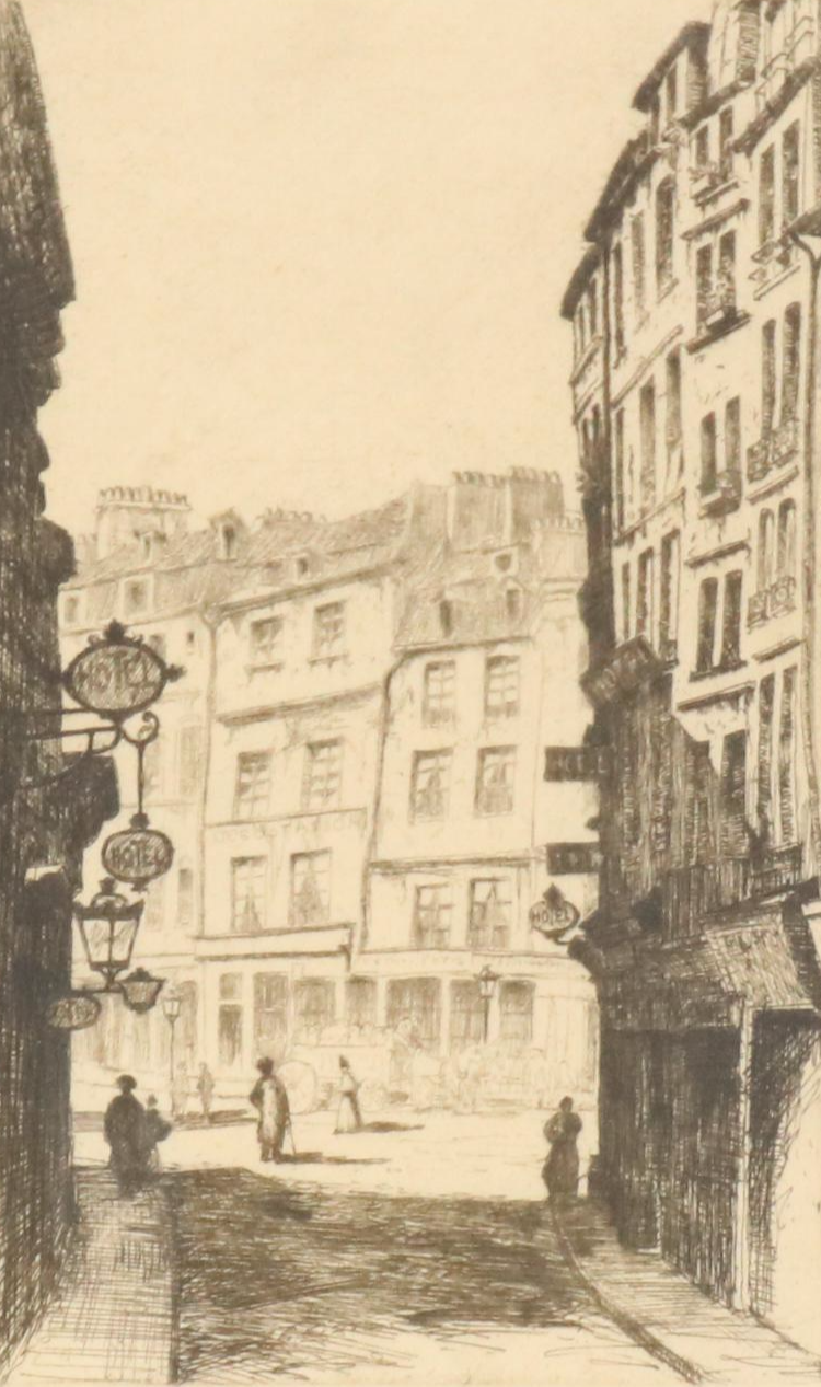 George T. Plowman Etching "Rue De La Harpe"