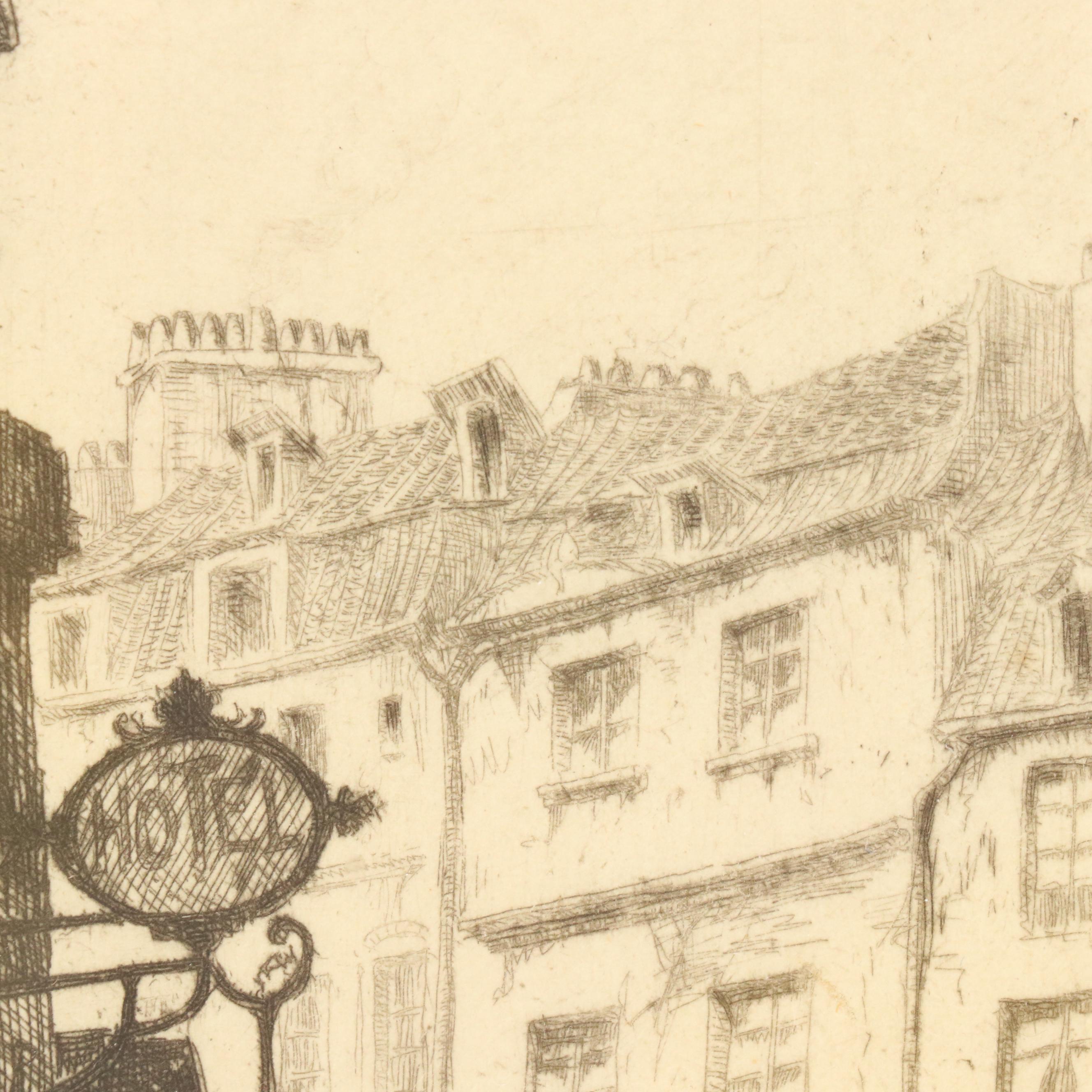 George T. Plowman Etching "Rue De La Harpe"