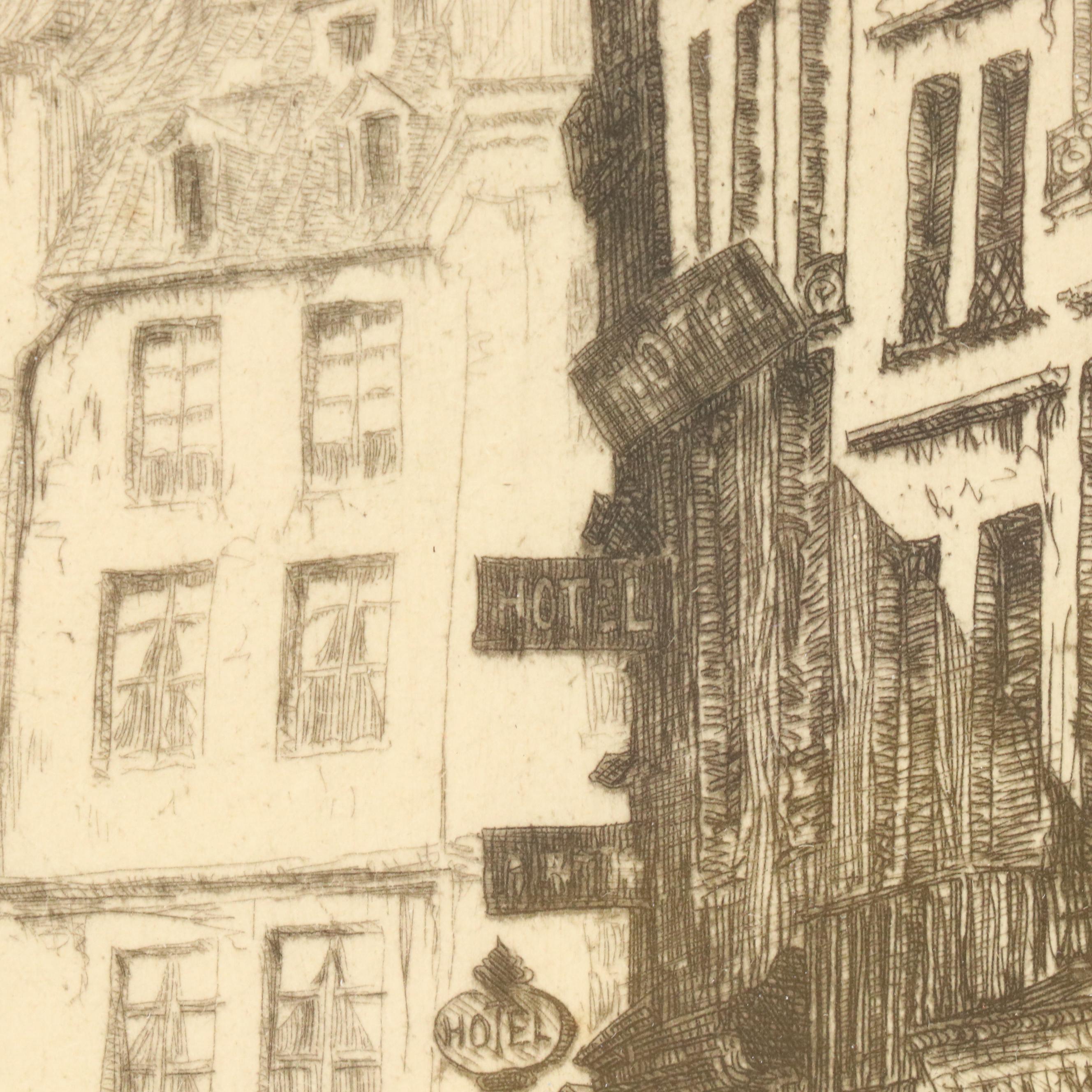 George T. Plowman Etching "Rue De La Harpe"