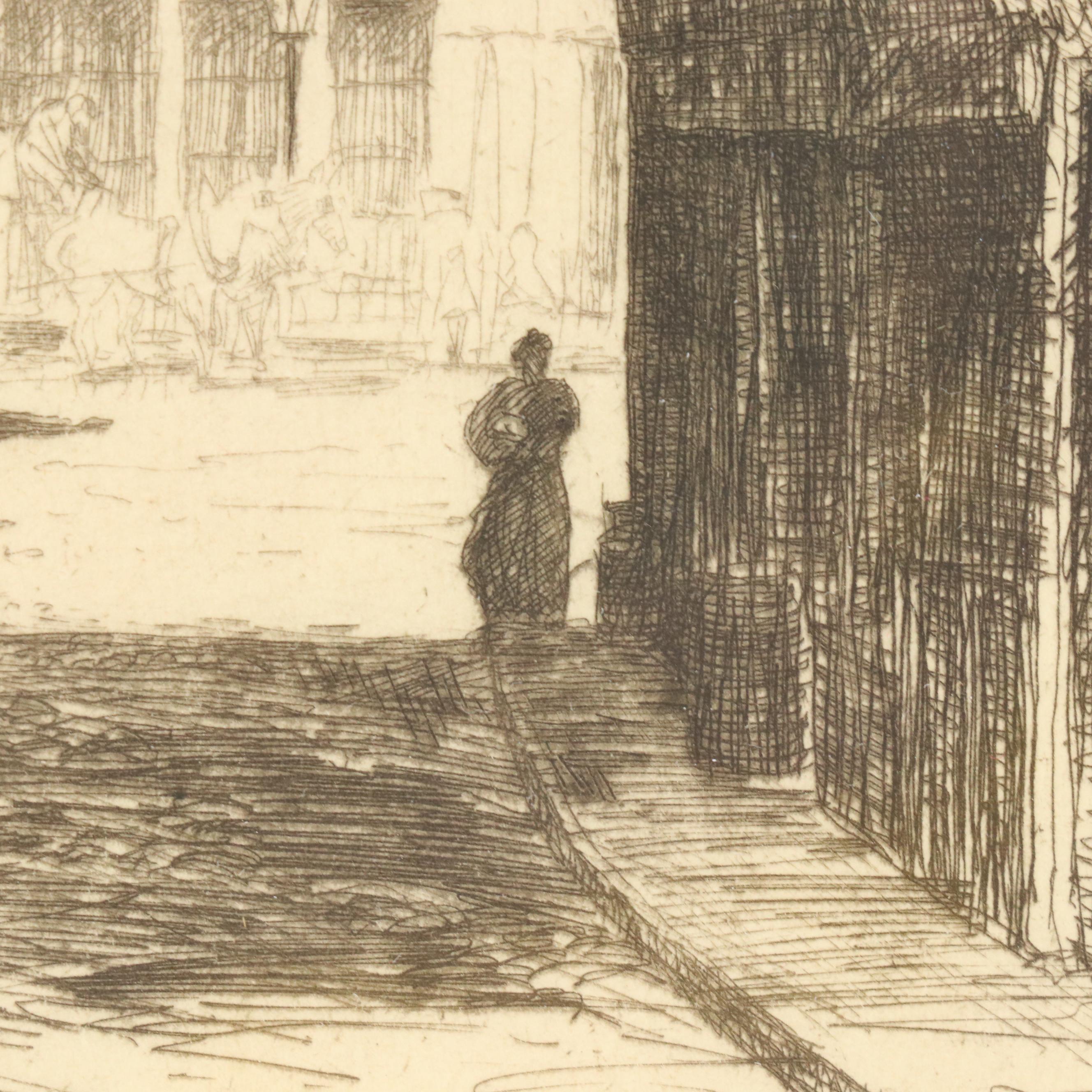 George T. Plowman Etching "Rue De La Harpe"