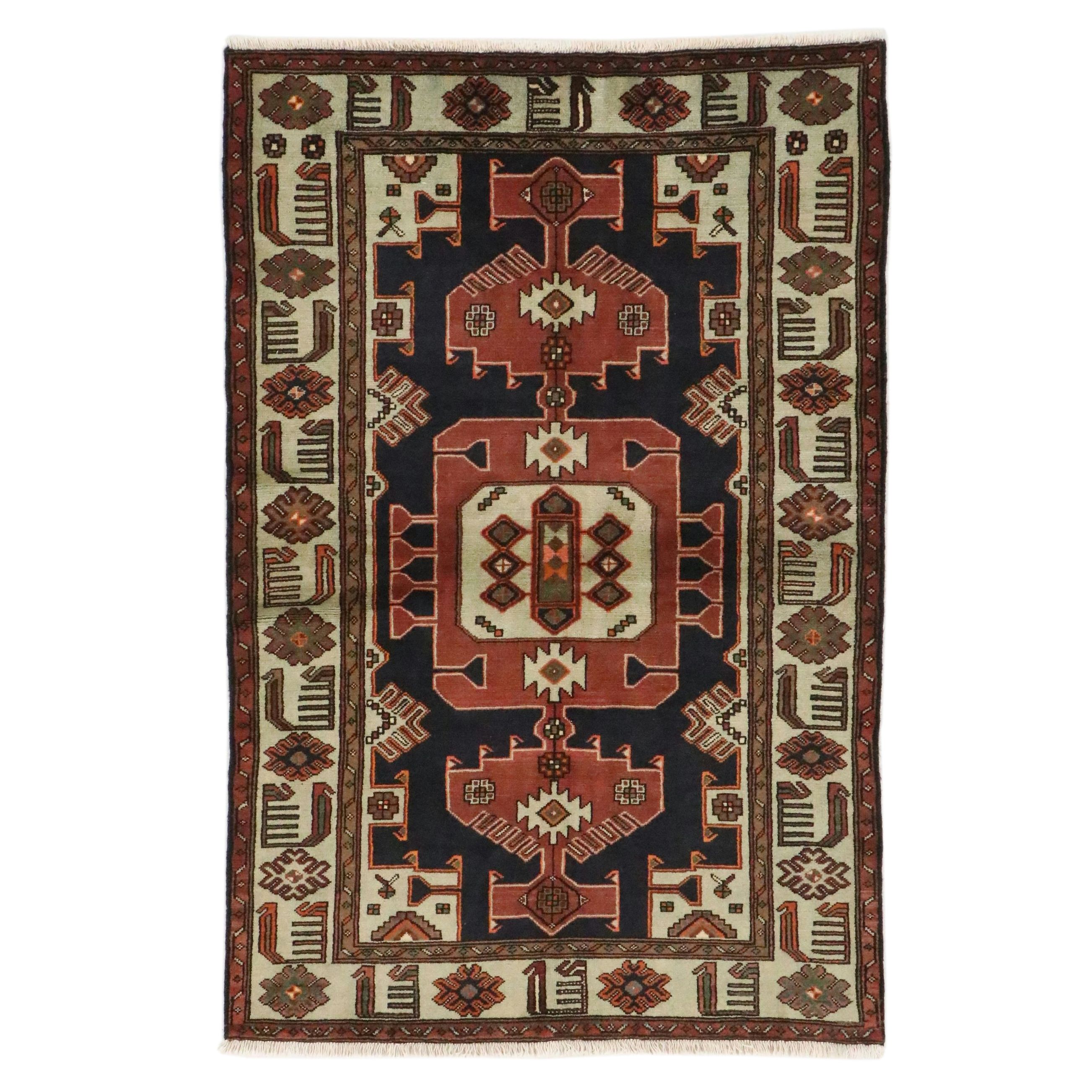 4'3 x 6'7 Hand-Knotted Persian Nahavand Area Rug