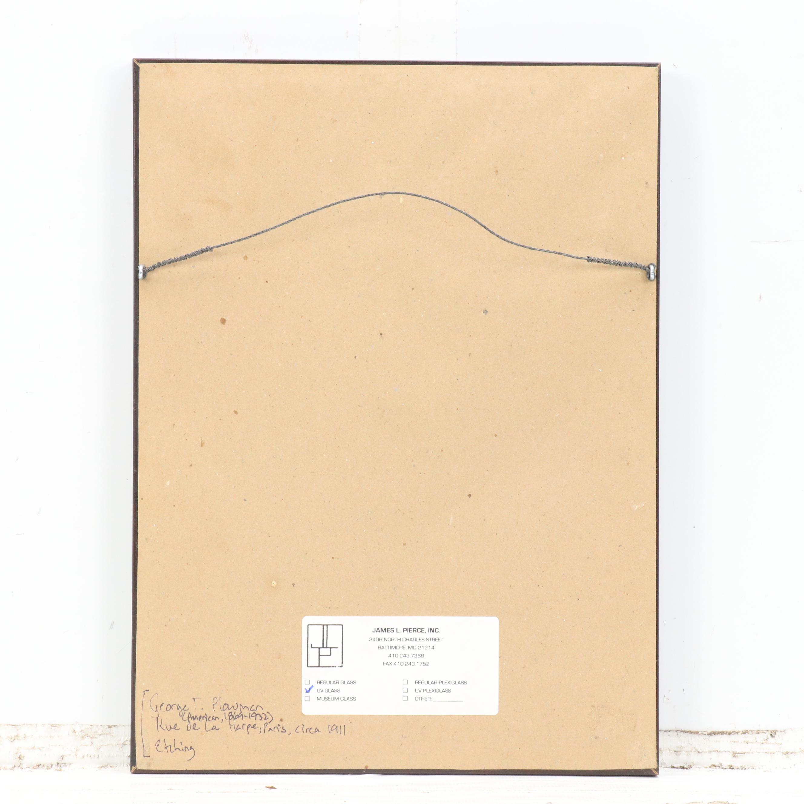 George T. Plowman Etching "Rue De La Harpe"