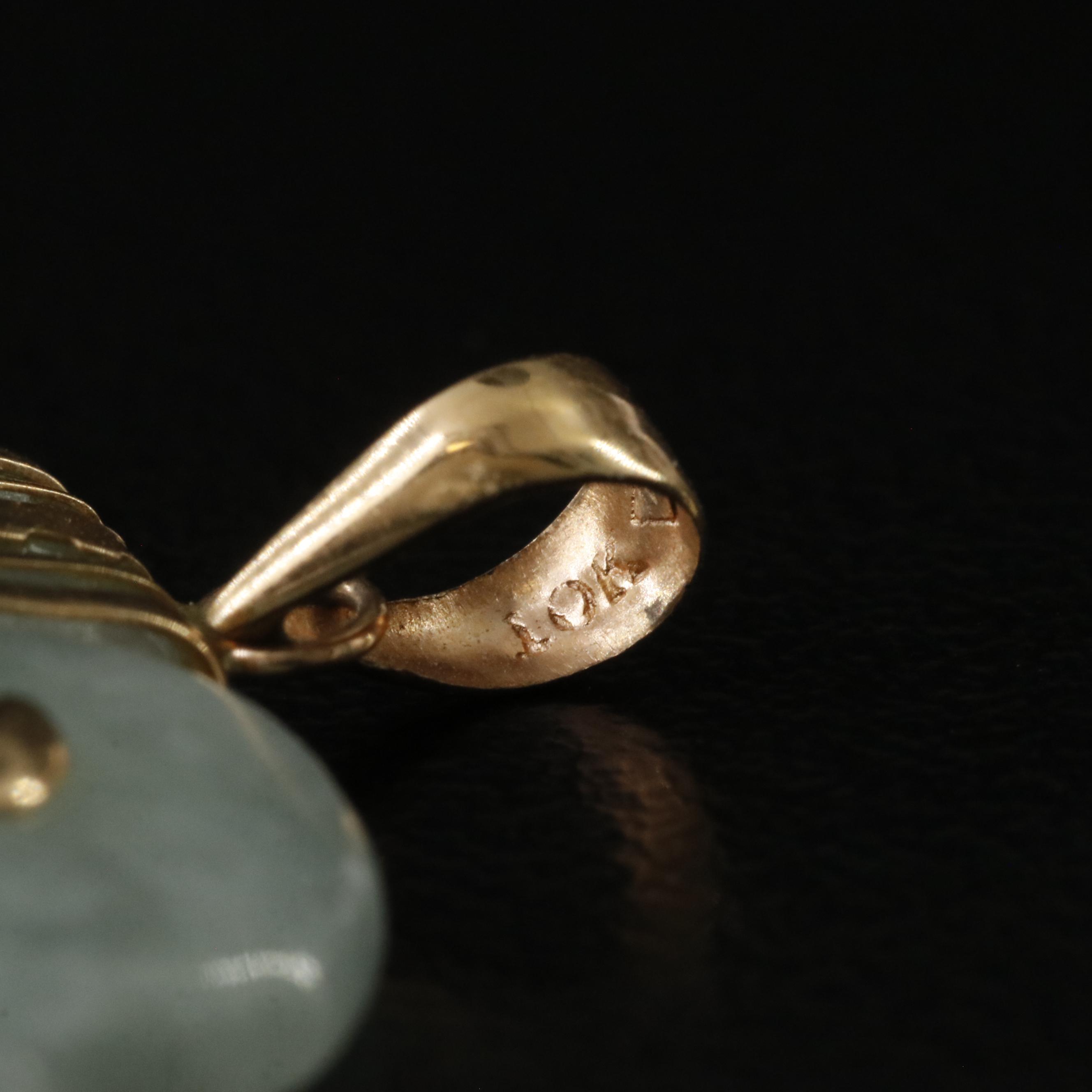 10K Jadeite Longevity Elephant Pendant and Good Fortune Earrings