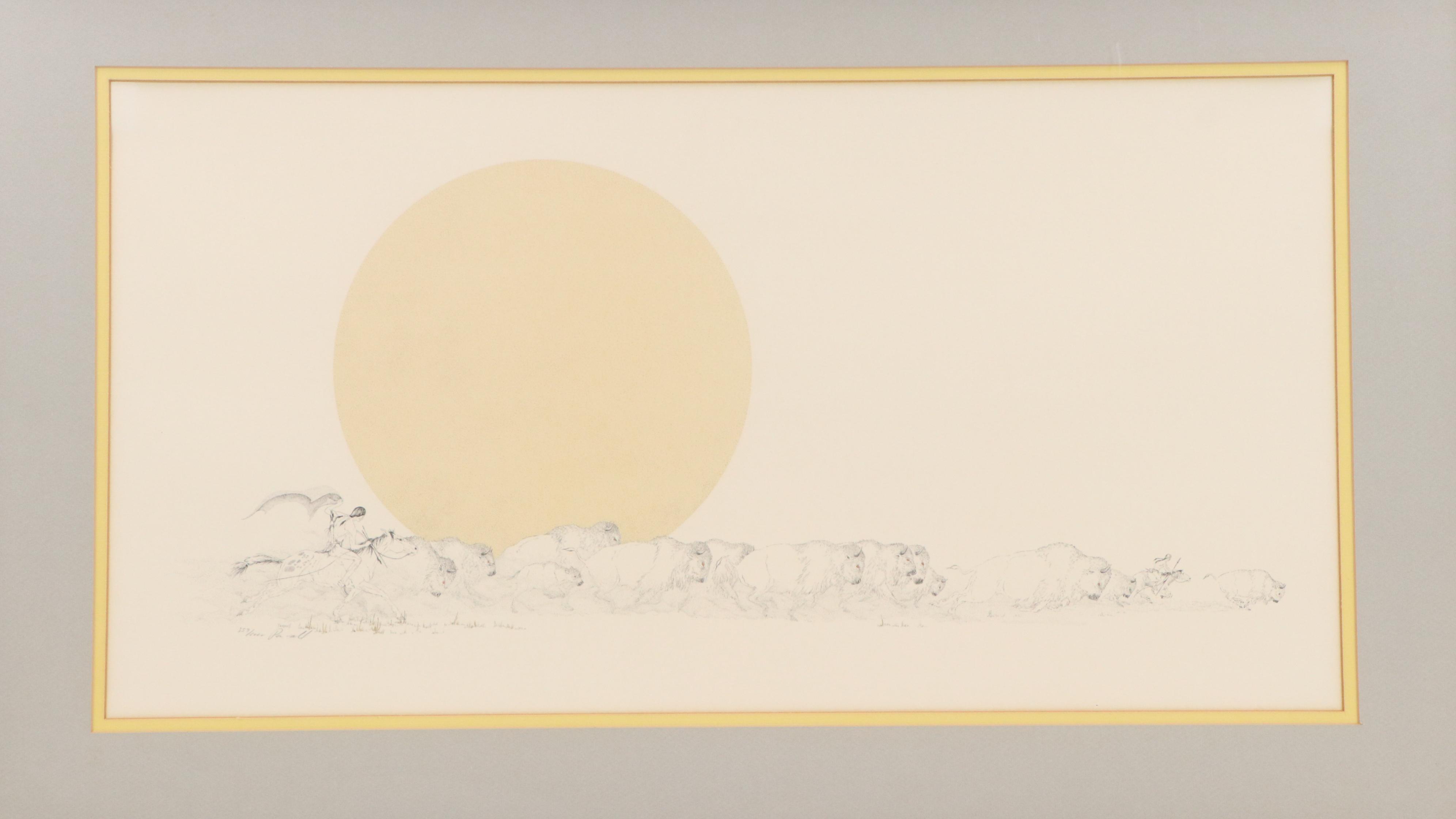 Peter Parnell Lithograph "Buffalo Sun"