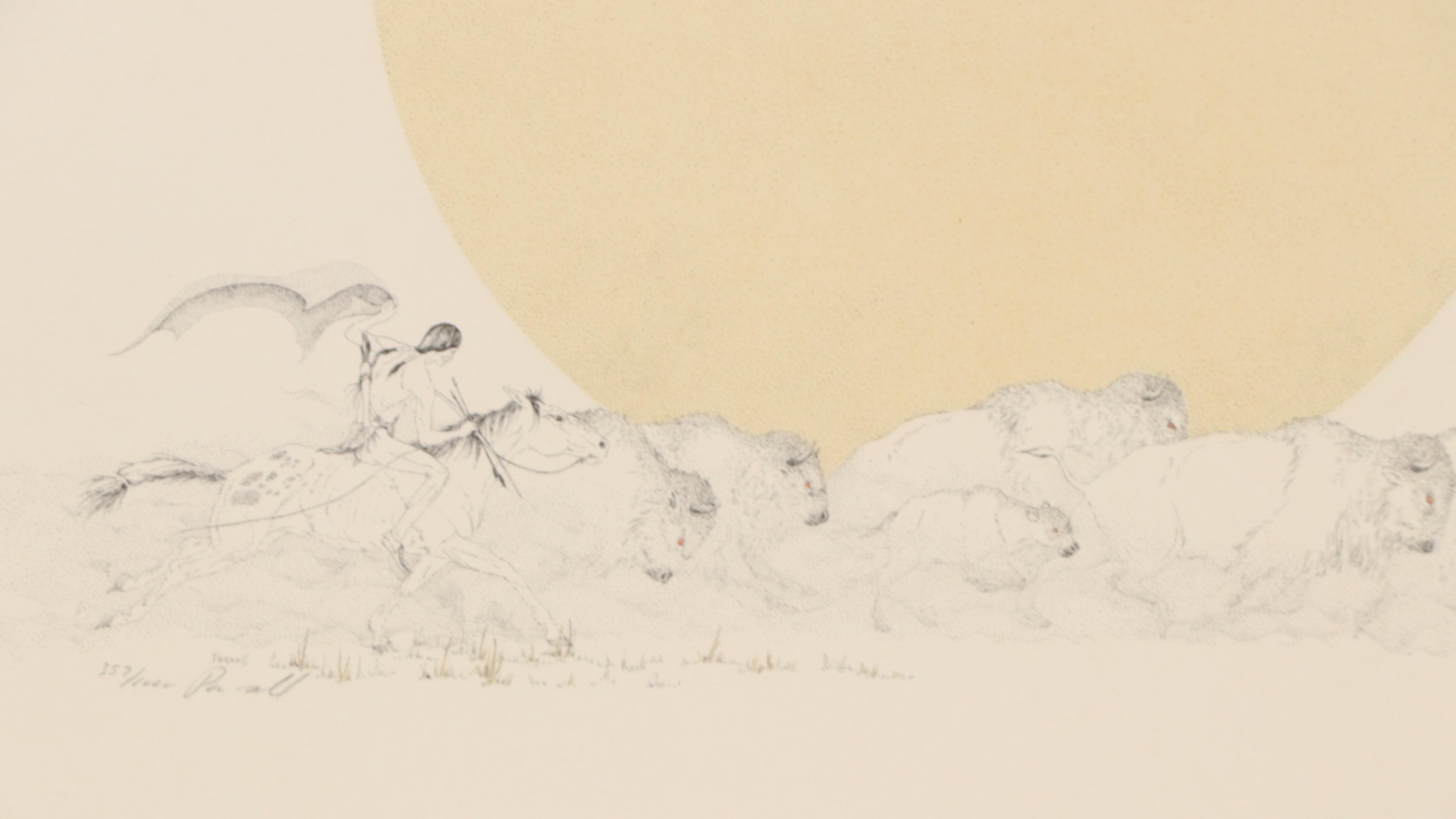 Peter Parnell Lithograph "Buffalo Sun"