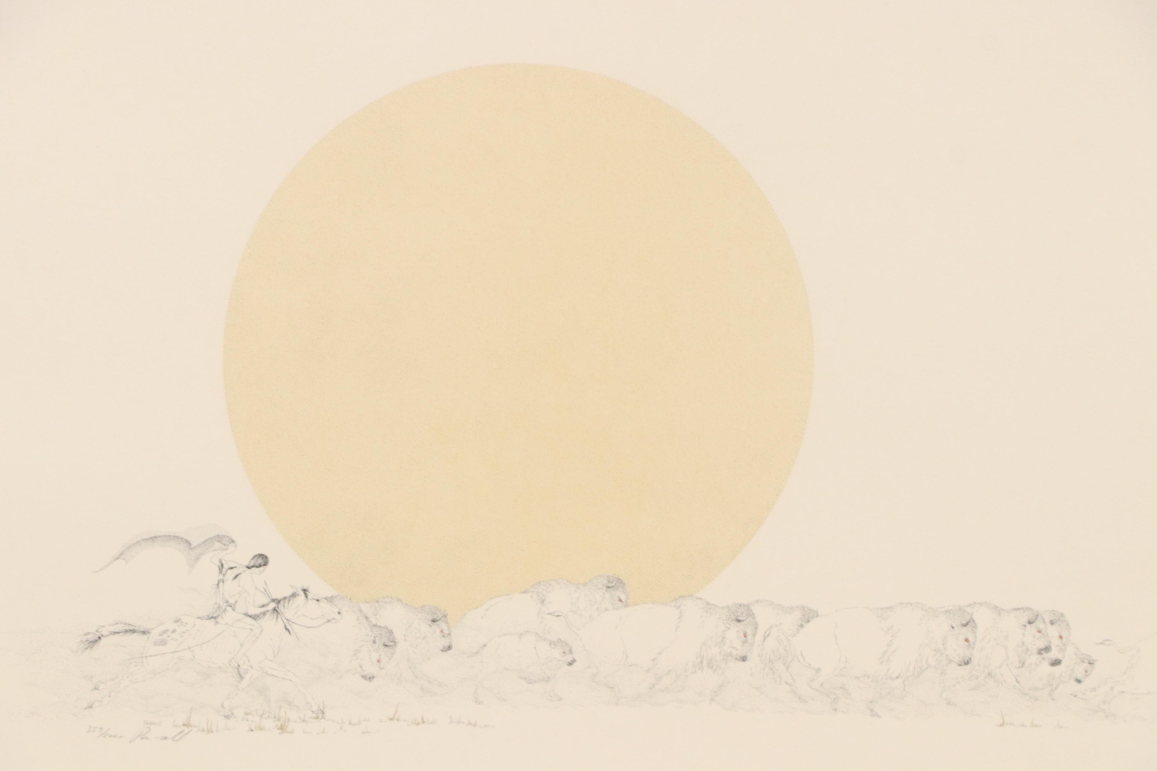 Peter Parnell Lithograph "Buffalo Sun"