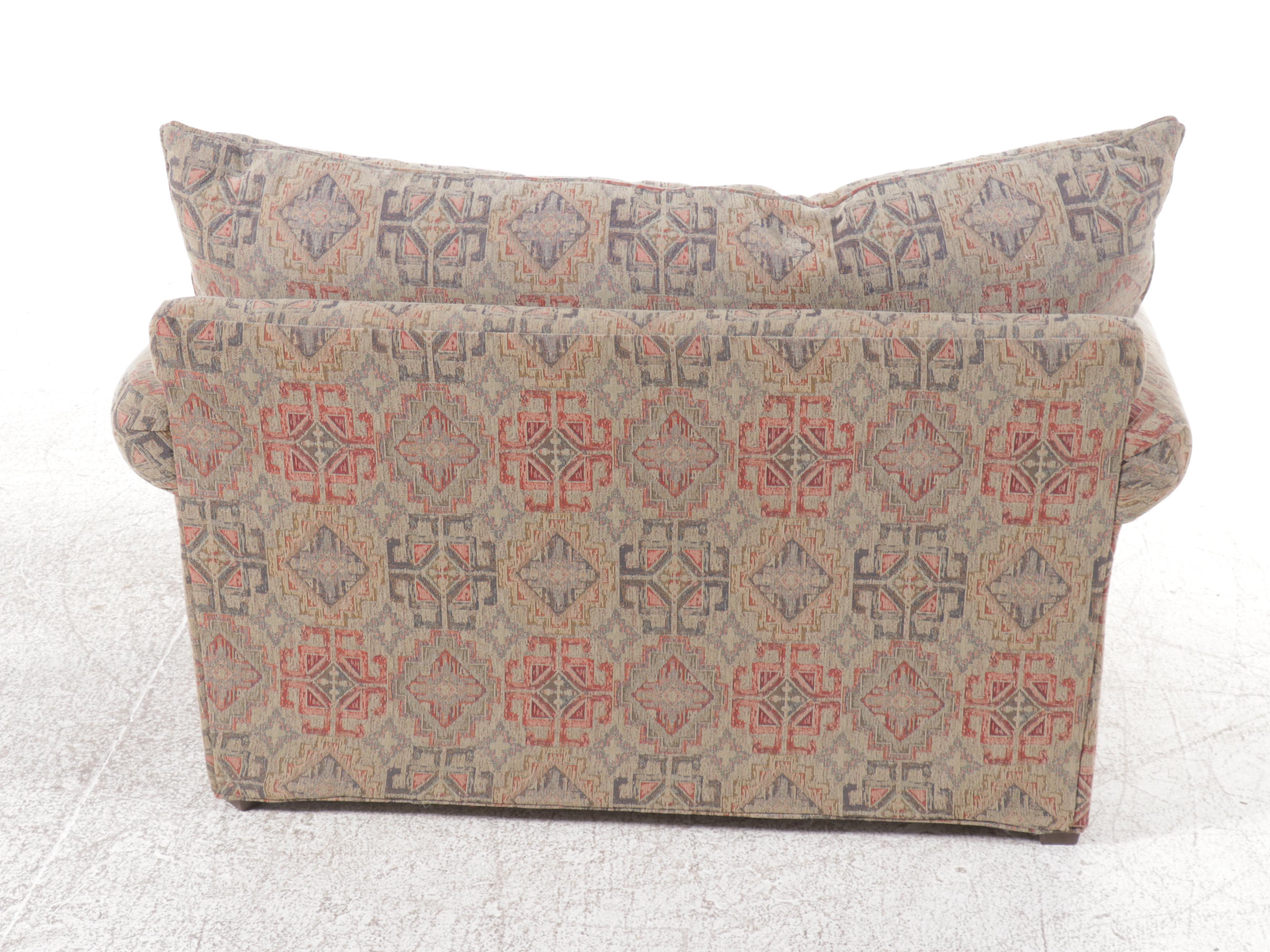 Alan White Fabric Upholstered Oversized Armchair and Ottoman