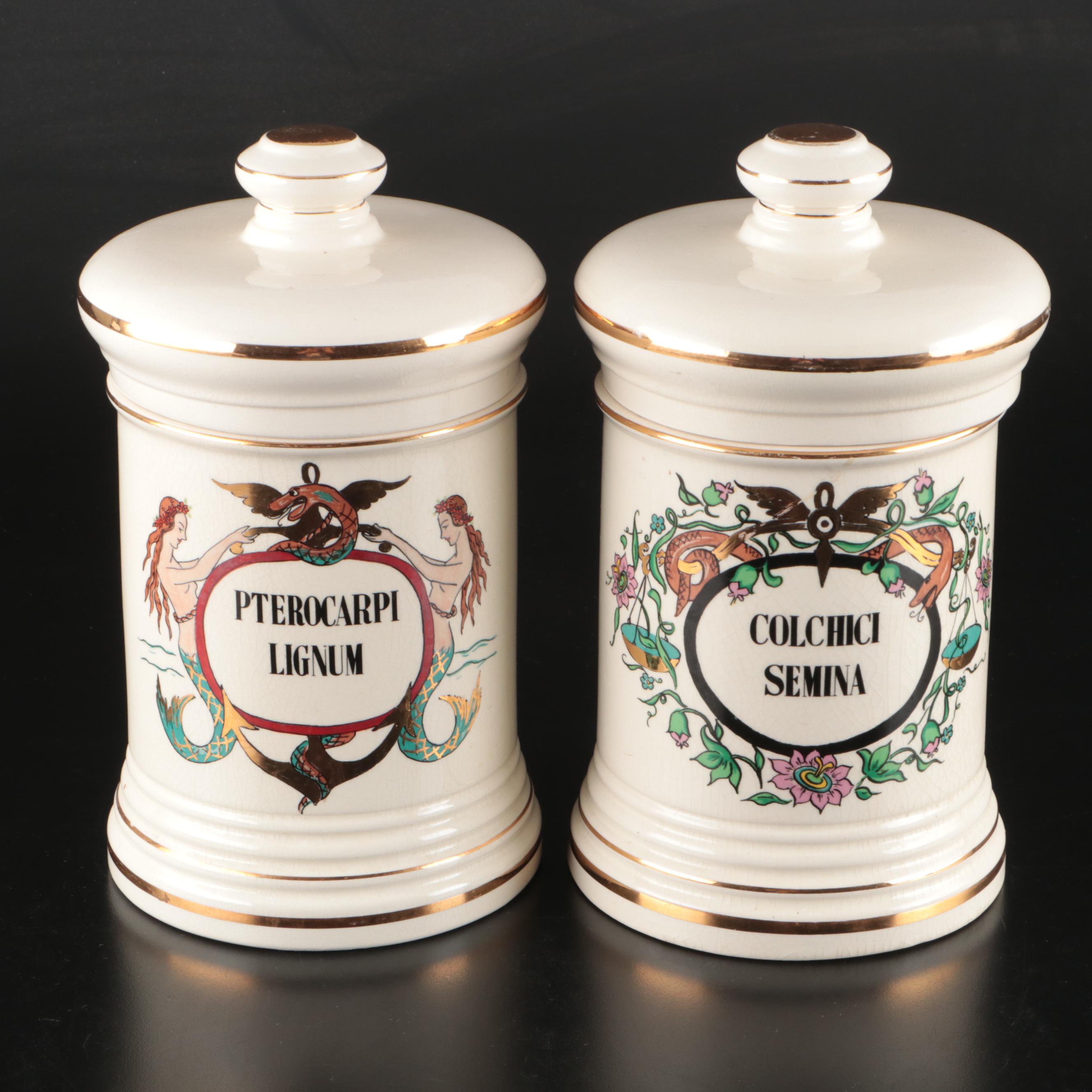 Jeannette Robinette Ceramic Apothecary Style Jars, Mid to Late 20th Century