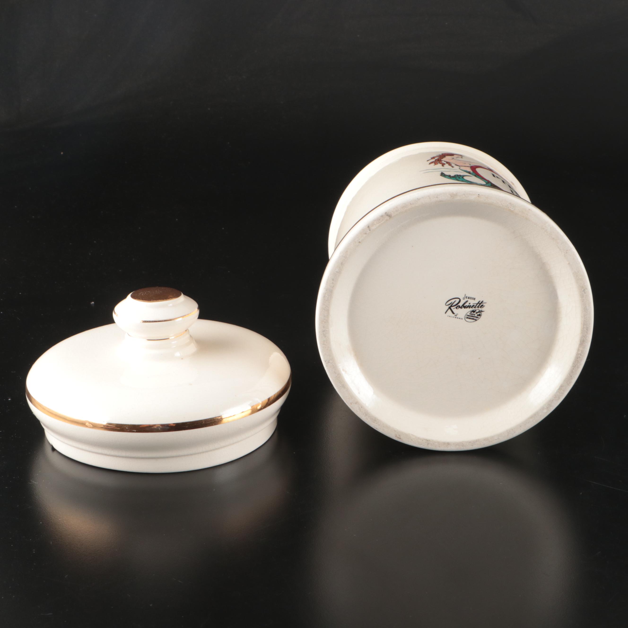 Jeannette Robinette Ceramic Apothecary Style Jars, Mid to Late 20th Century