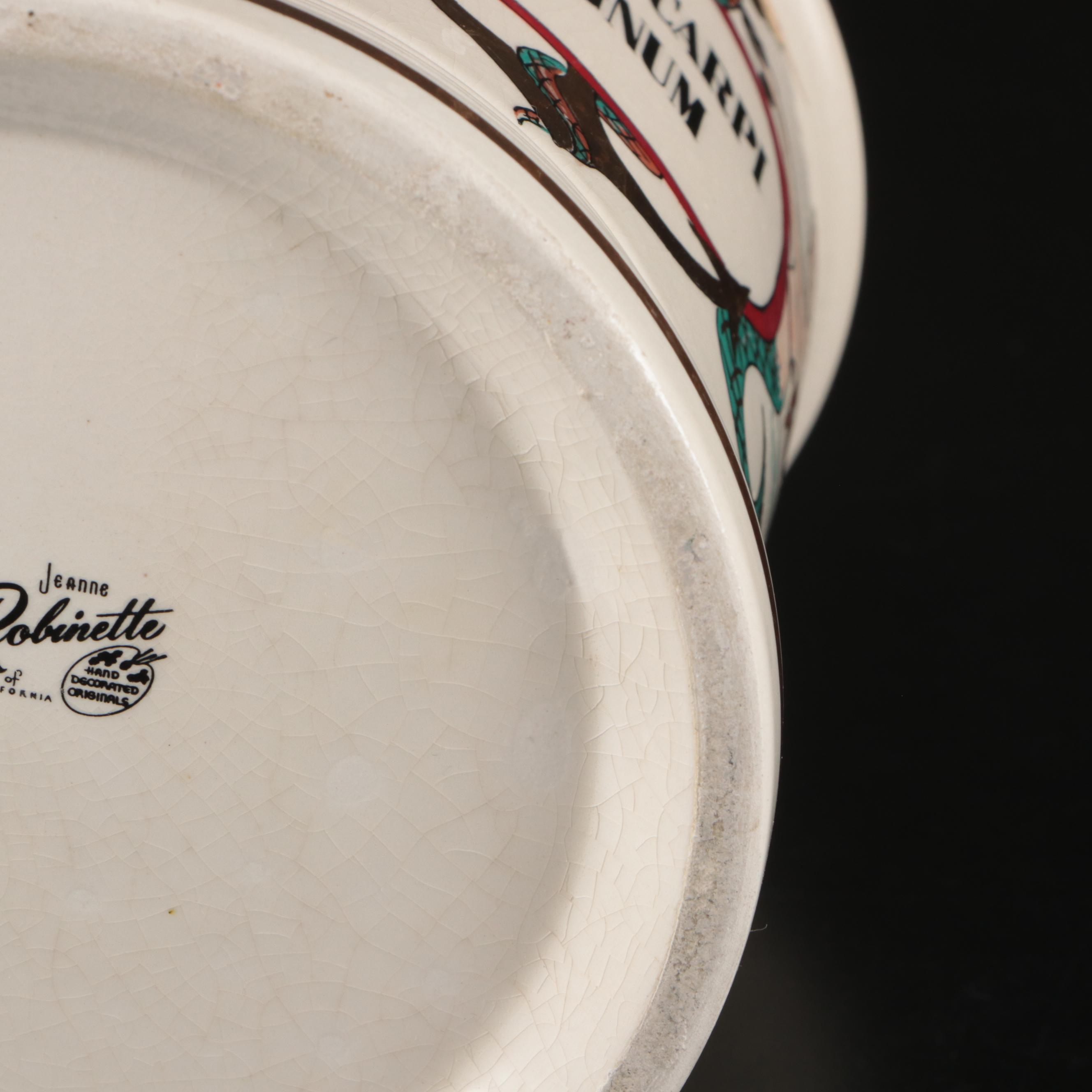 Jeannette Robinette Ceramic Apothecary Style Jars, Mid to Late 20th Century