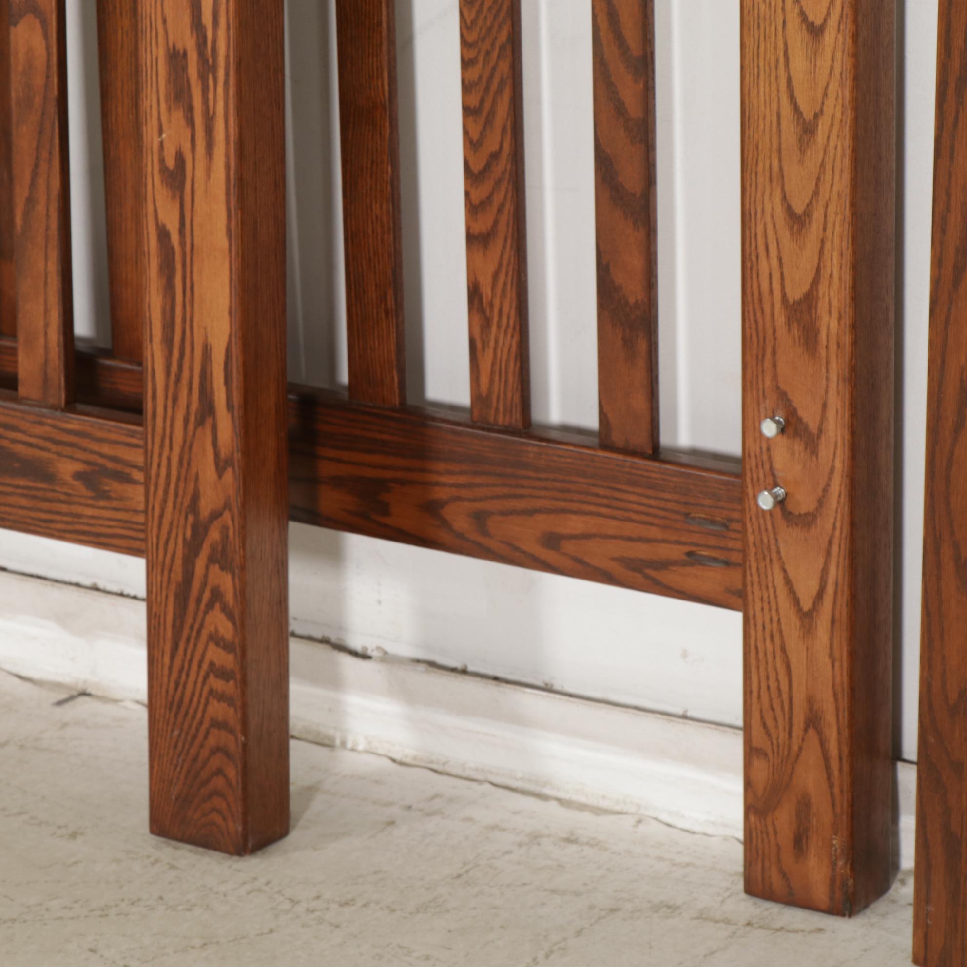 Bench-Made Oak Mission Style Full Size Bed Frame, Late 20th to 21st Century