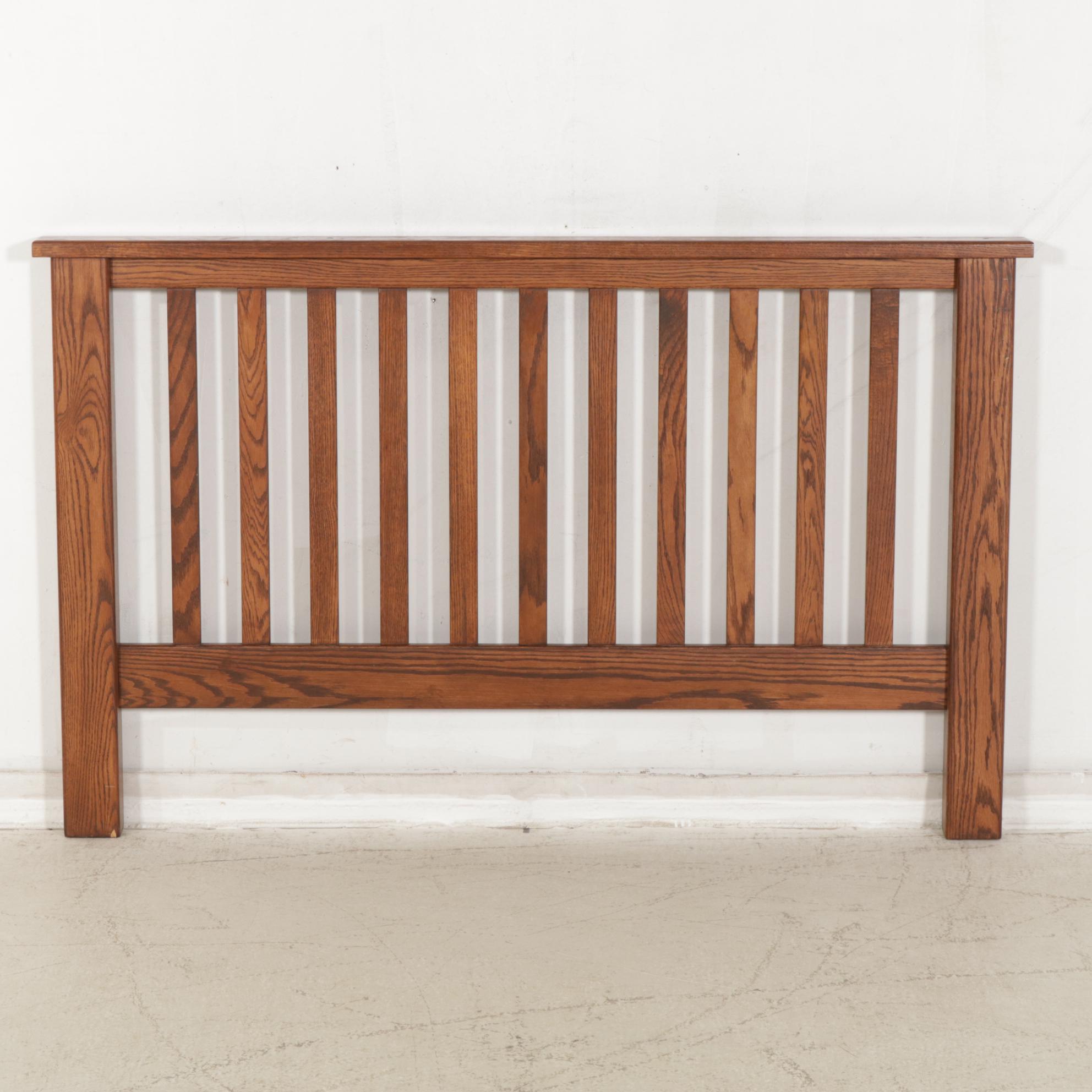 Bench-Made Oak Mission Style Full Size Bed Frame, Late 20th to 21st Century