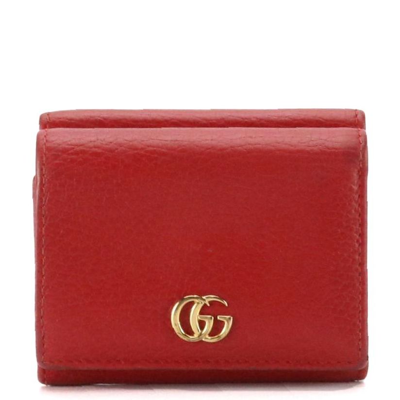Gucci Compact Wallet in Red Calfskin Grain Leather