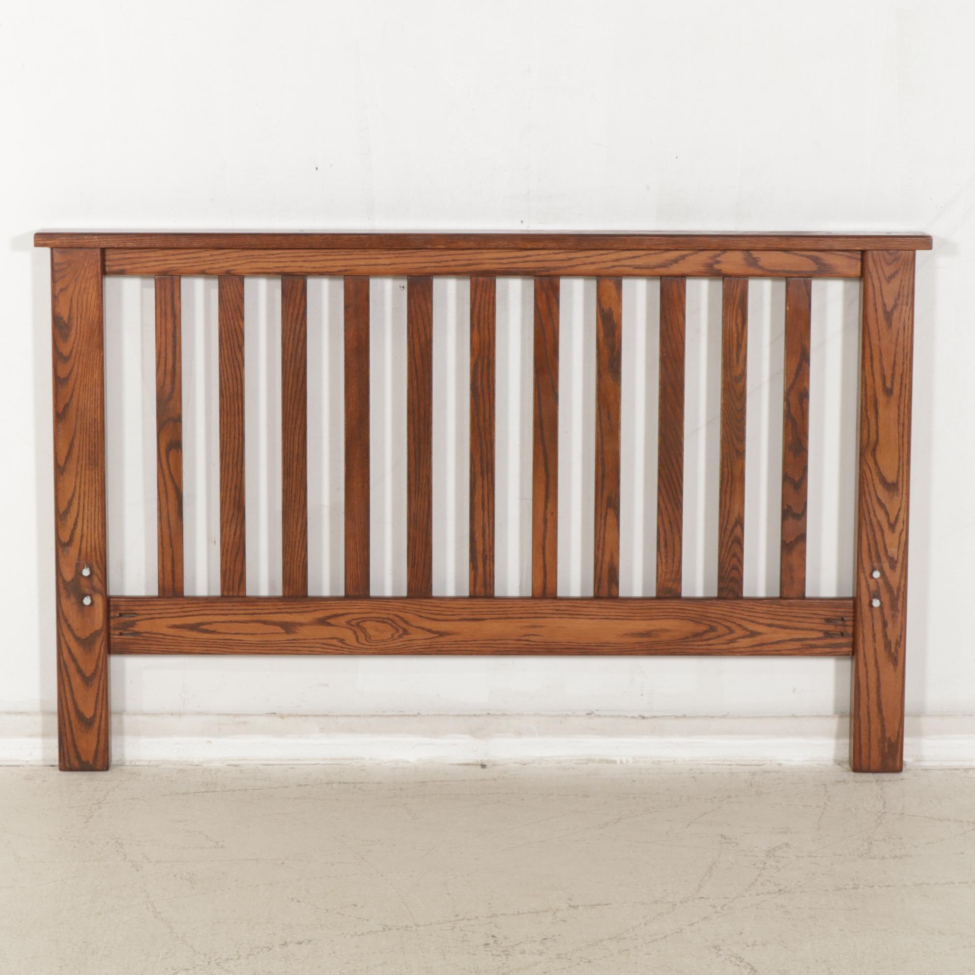 Bench-Made Oak Mission Style Full Size Bed Frame, Late 20th to 21st Century