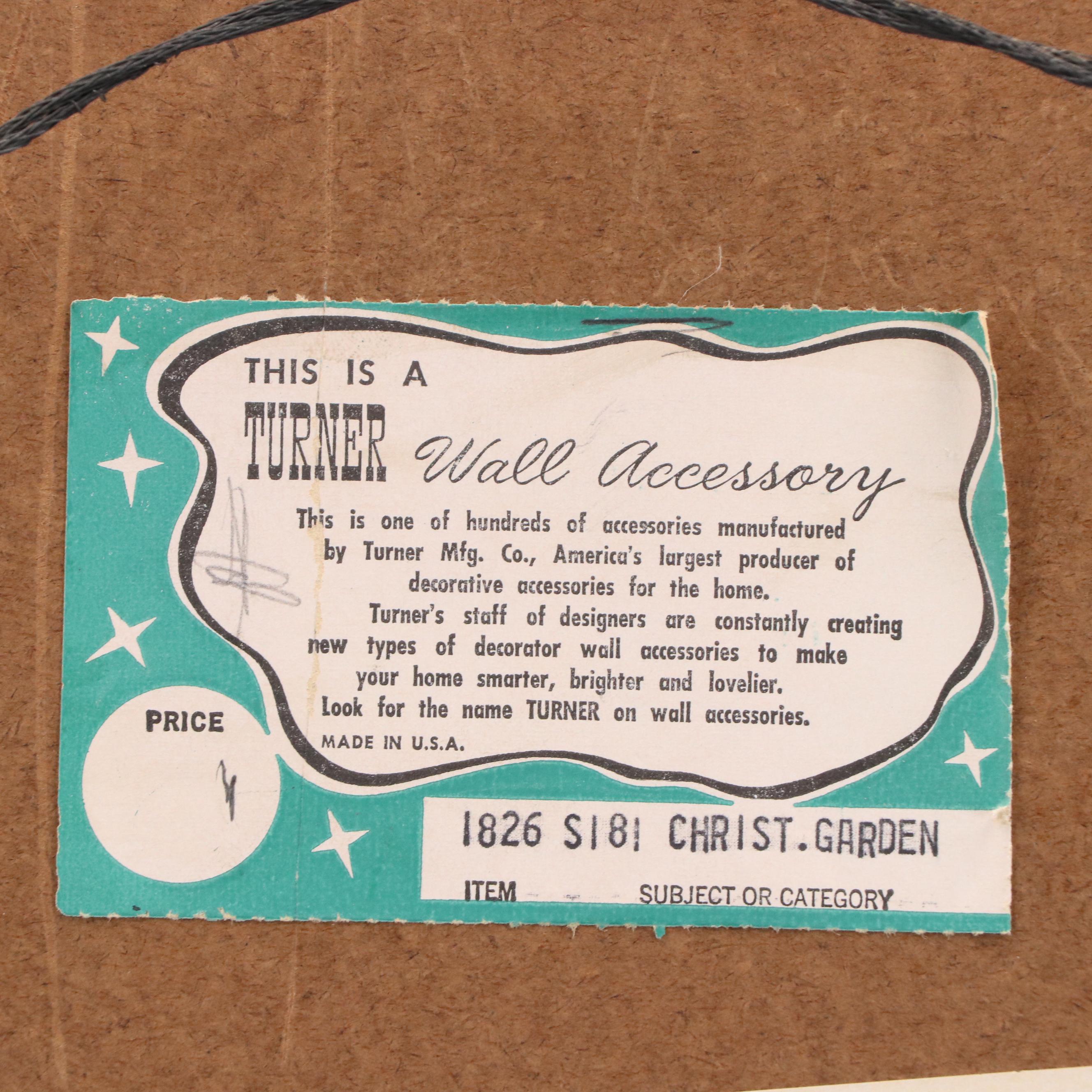 Turner Wall Accessory Offset Lithograph "Christ Garden," Mid-Late 20th Century