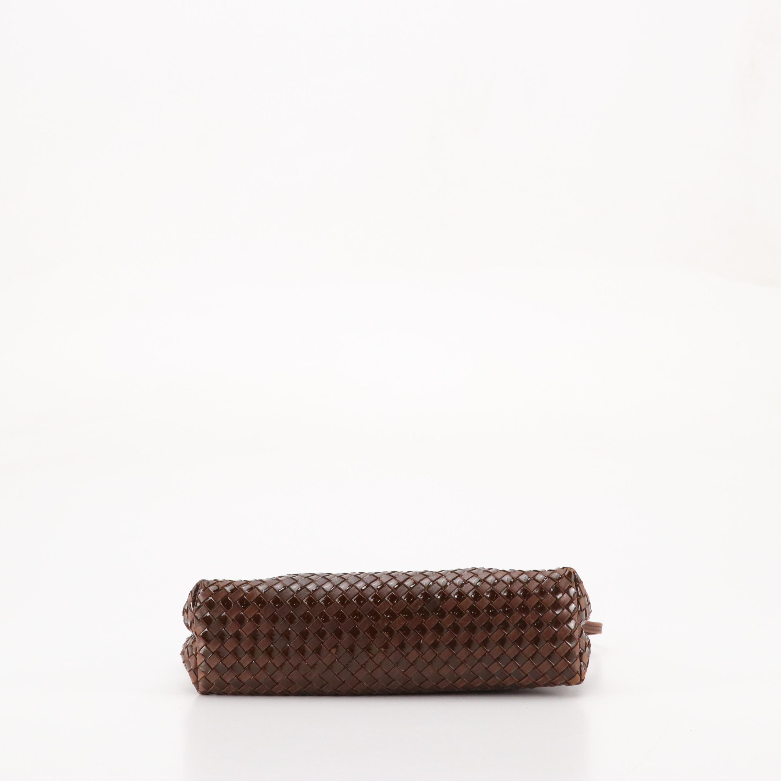 Fendi Crossbody Bag in Brown Woven Leather and Patent Leather