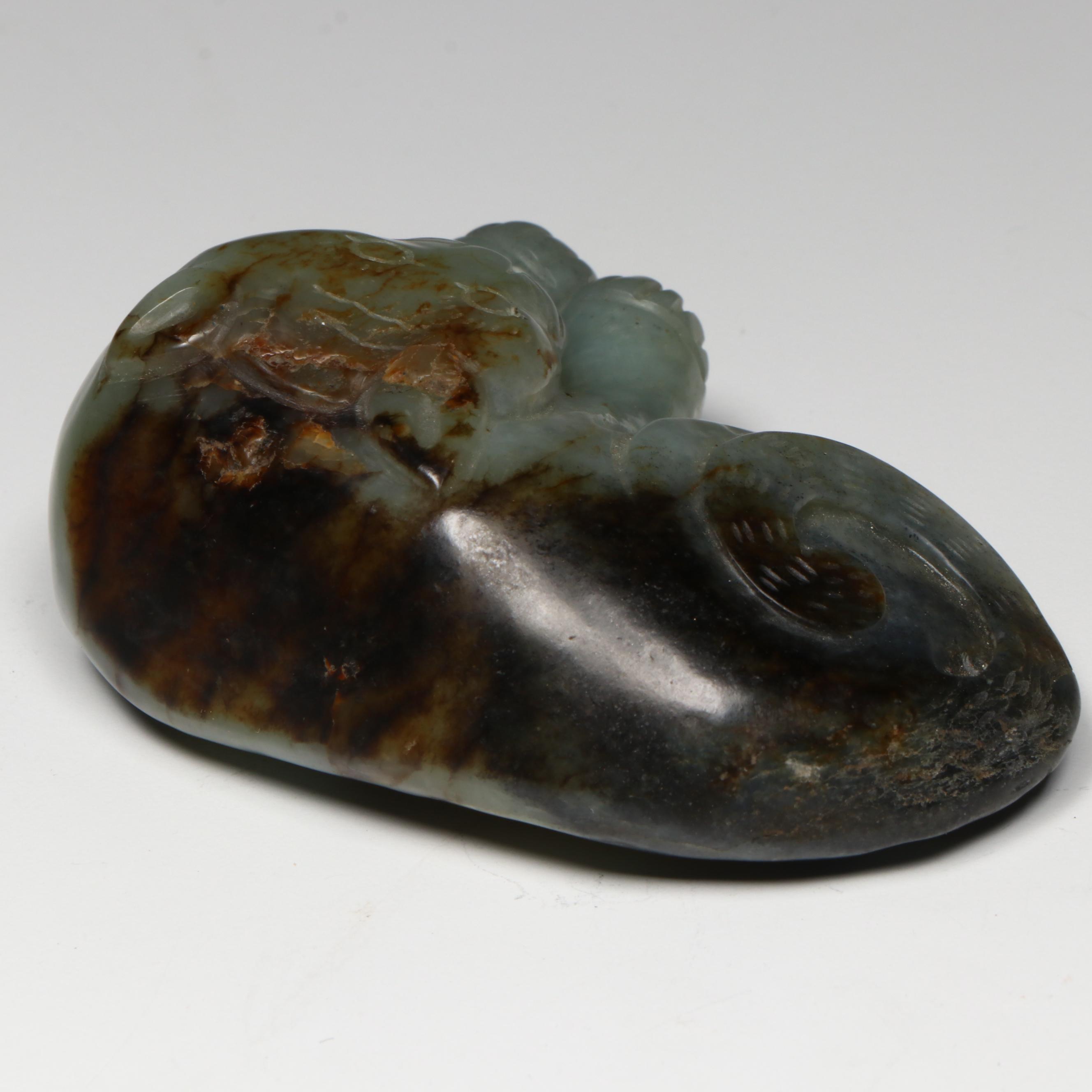 Antique Chinese Carved Nephrite Cat