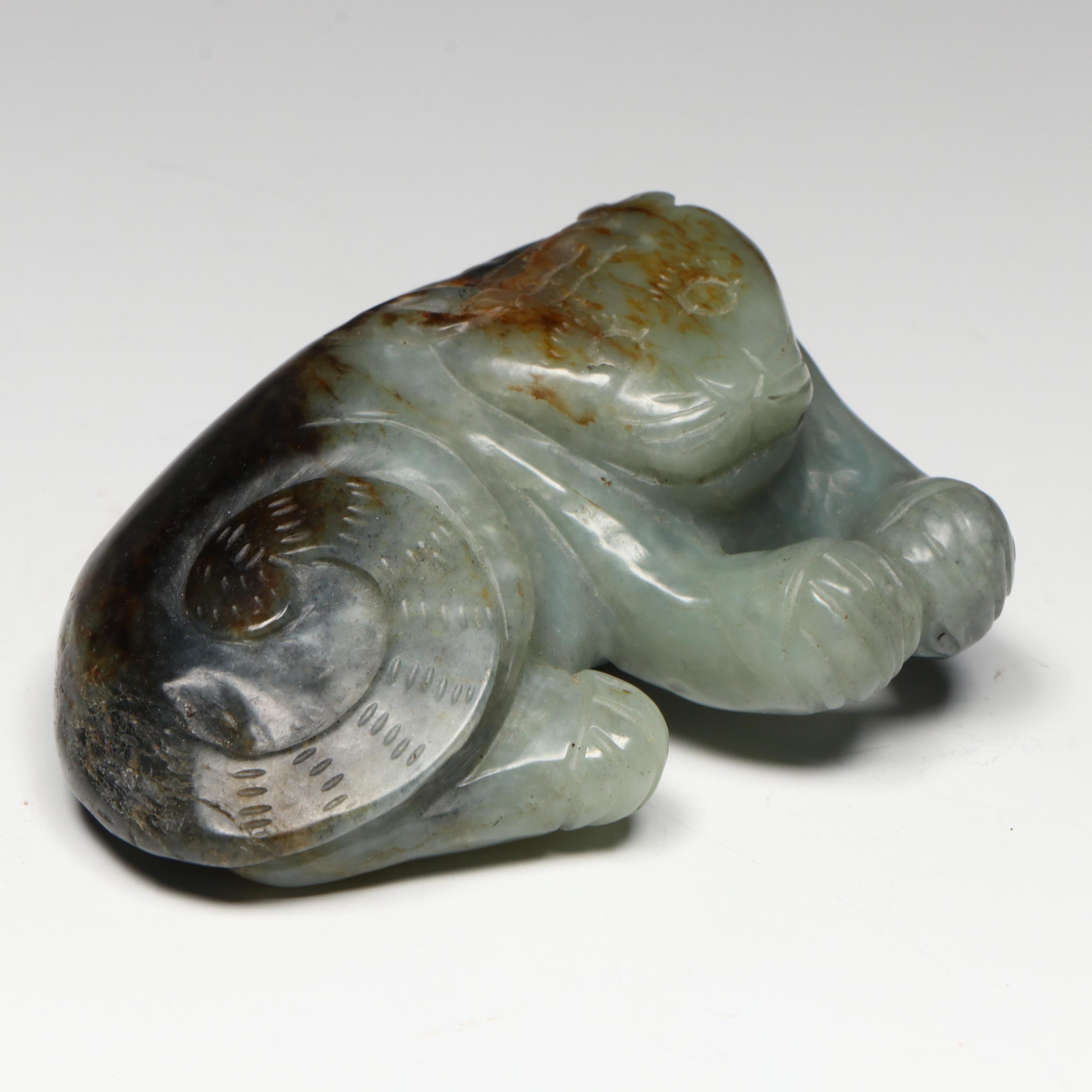 Antique Chinese Carved Nephrite Cat