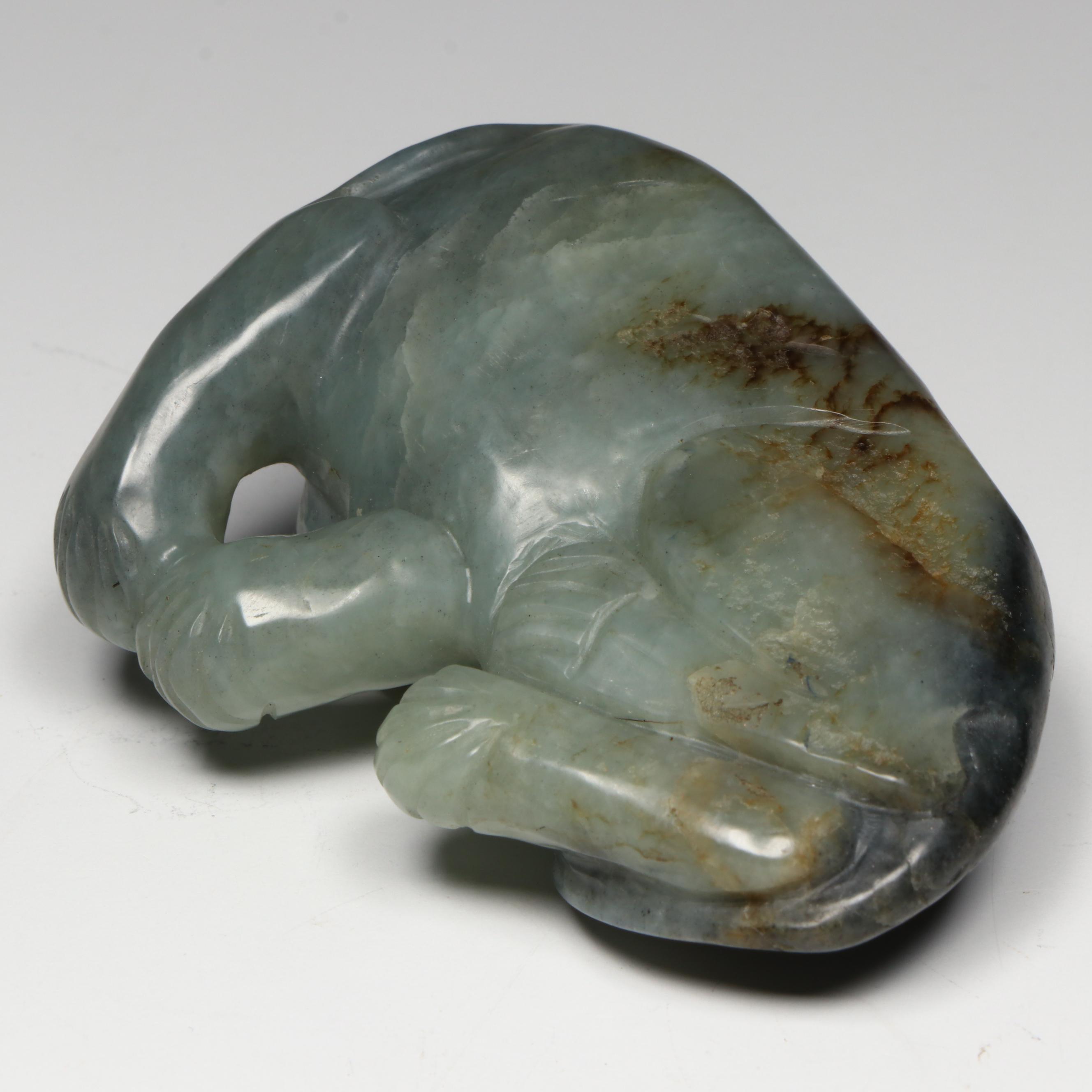 Antique Chinese Carved Nephrite Cat