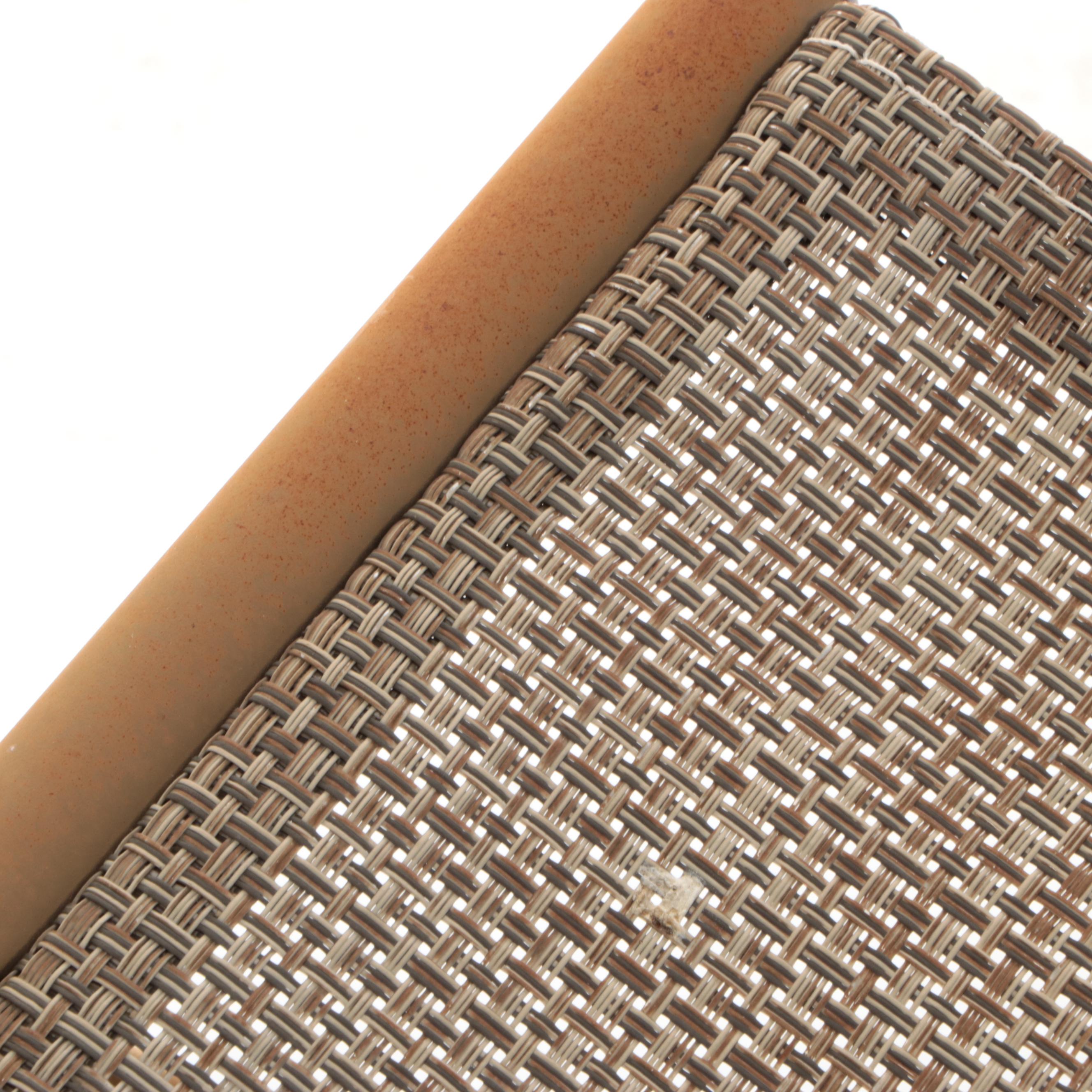 Pair of Metal and Mesh Folding Patio Chairs with Accent Table