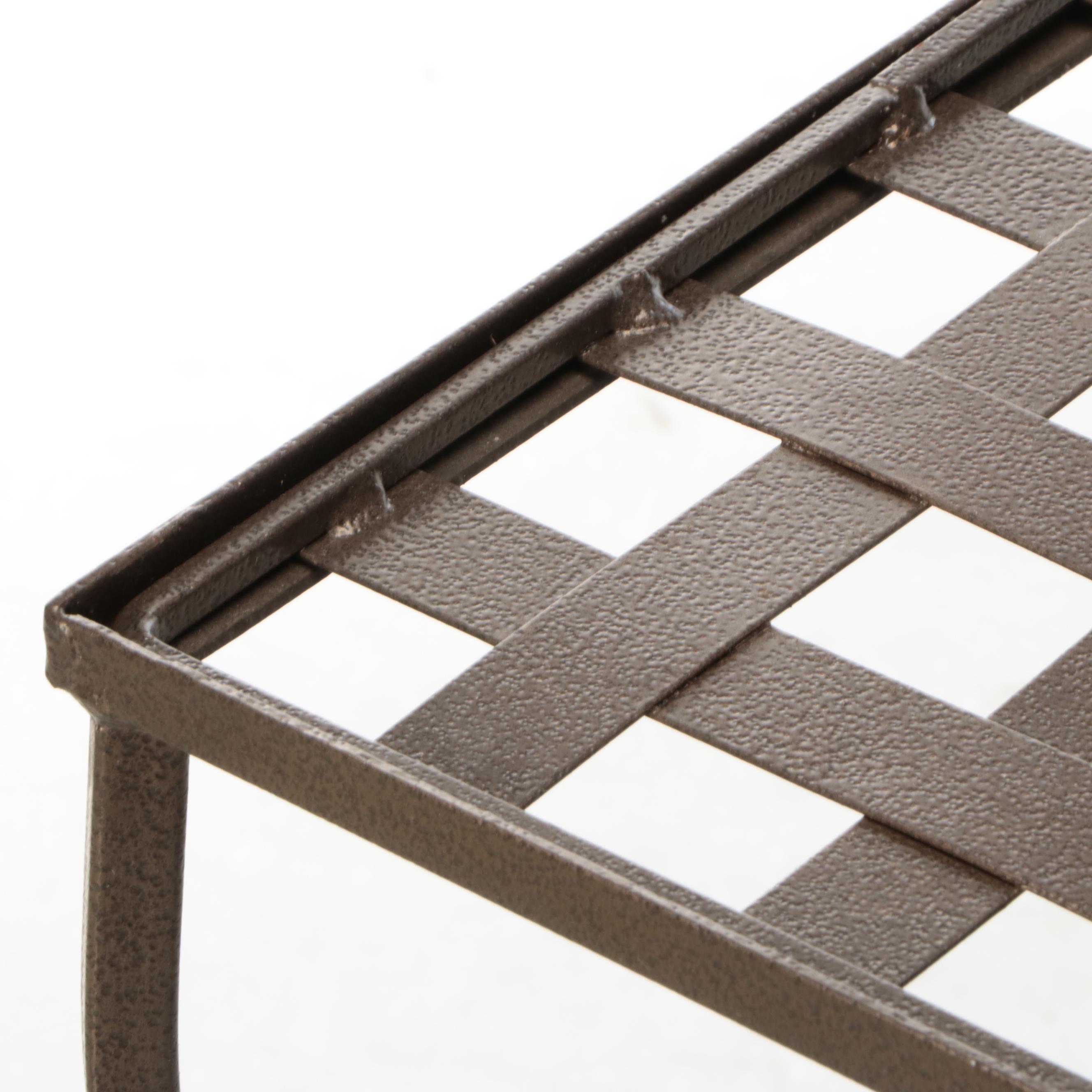 Pair of Metal and Mesh Folding Patio Chairs with Accent Table