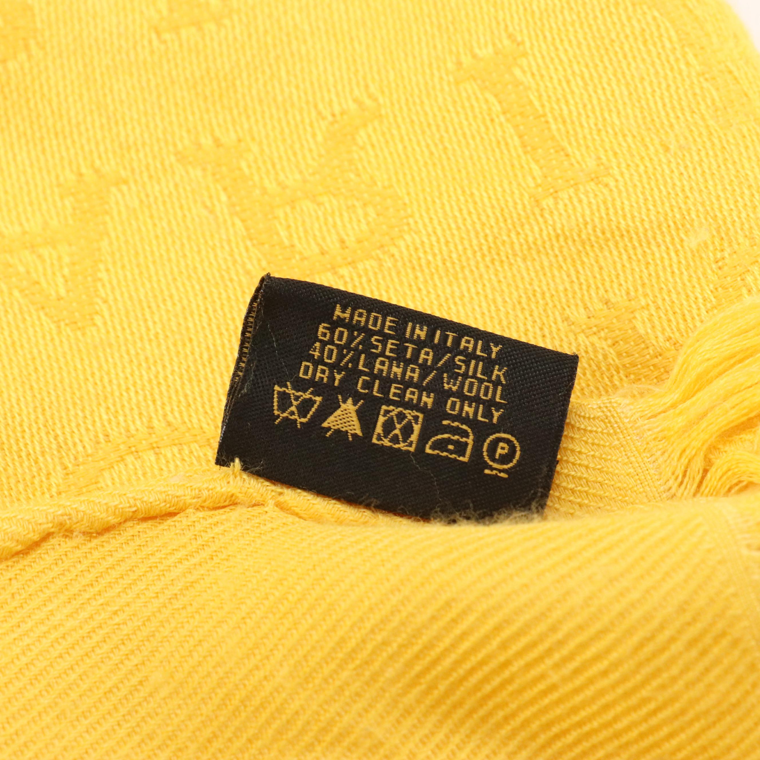 BVLGARI Scarf/Shawl in Yellow Monogrammed Silk and Wool Blend