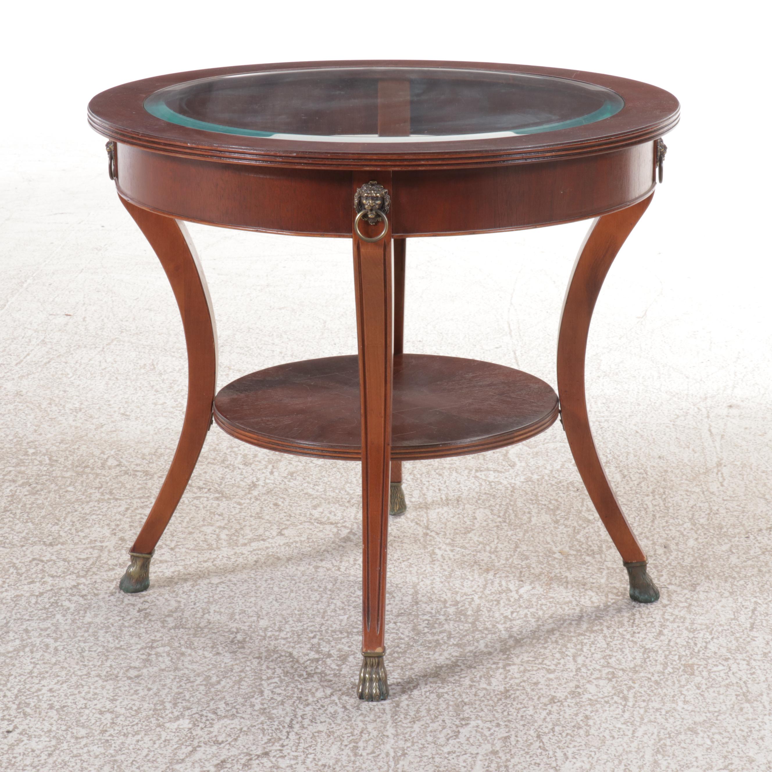French Empire Style Glass-Top Center Table, Late 20th to 21st Century