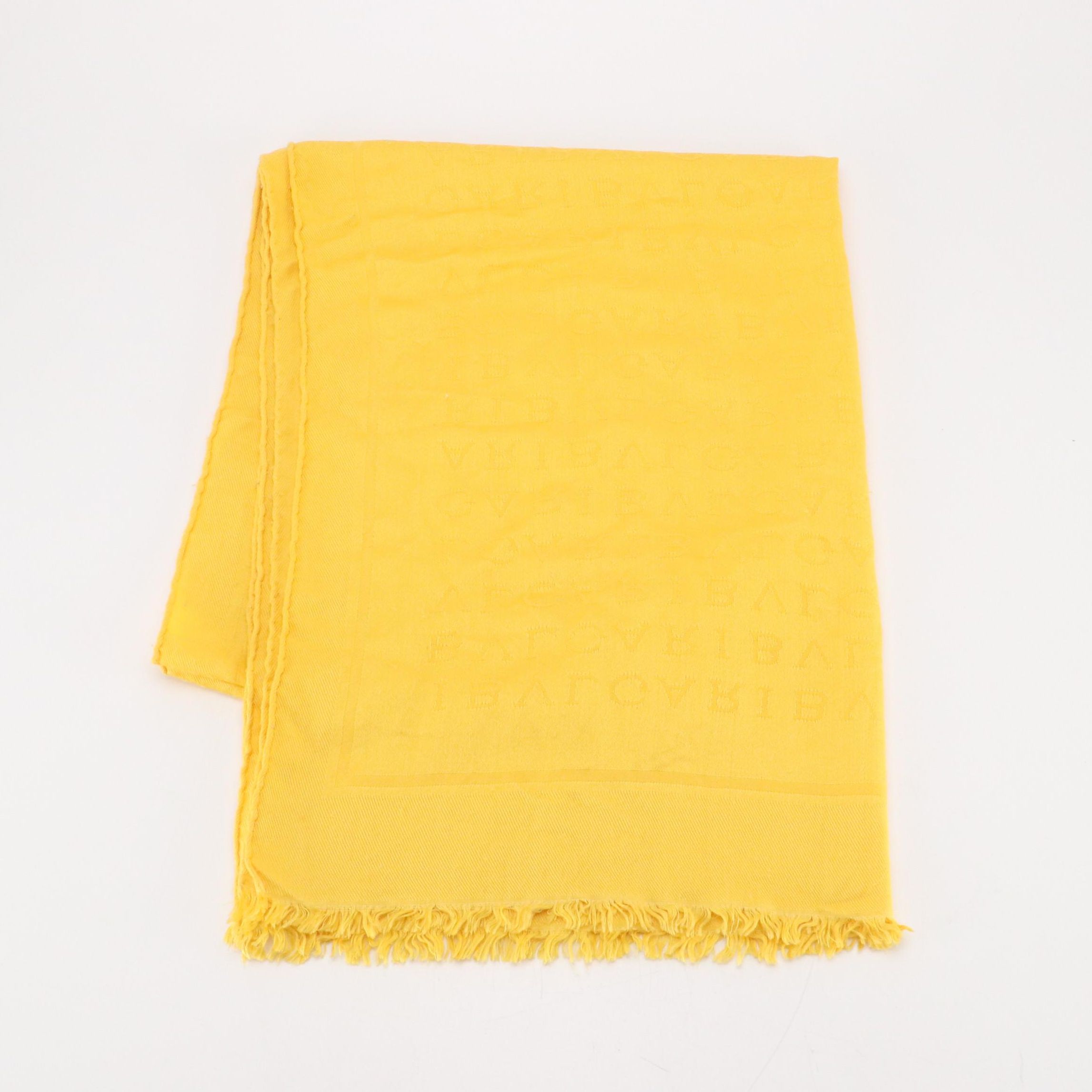 BVLGARI Scarf/Shawl in Yellow Monogrammed Silk and Wool Blend
