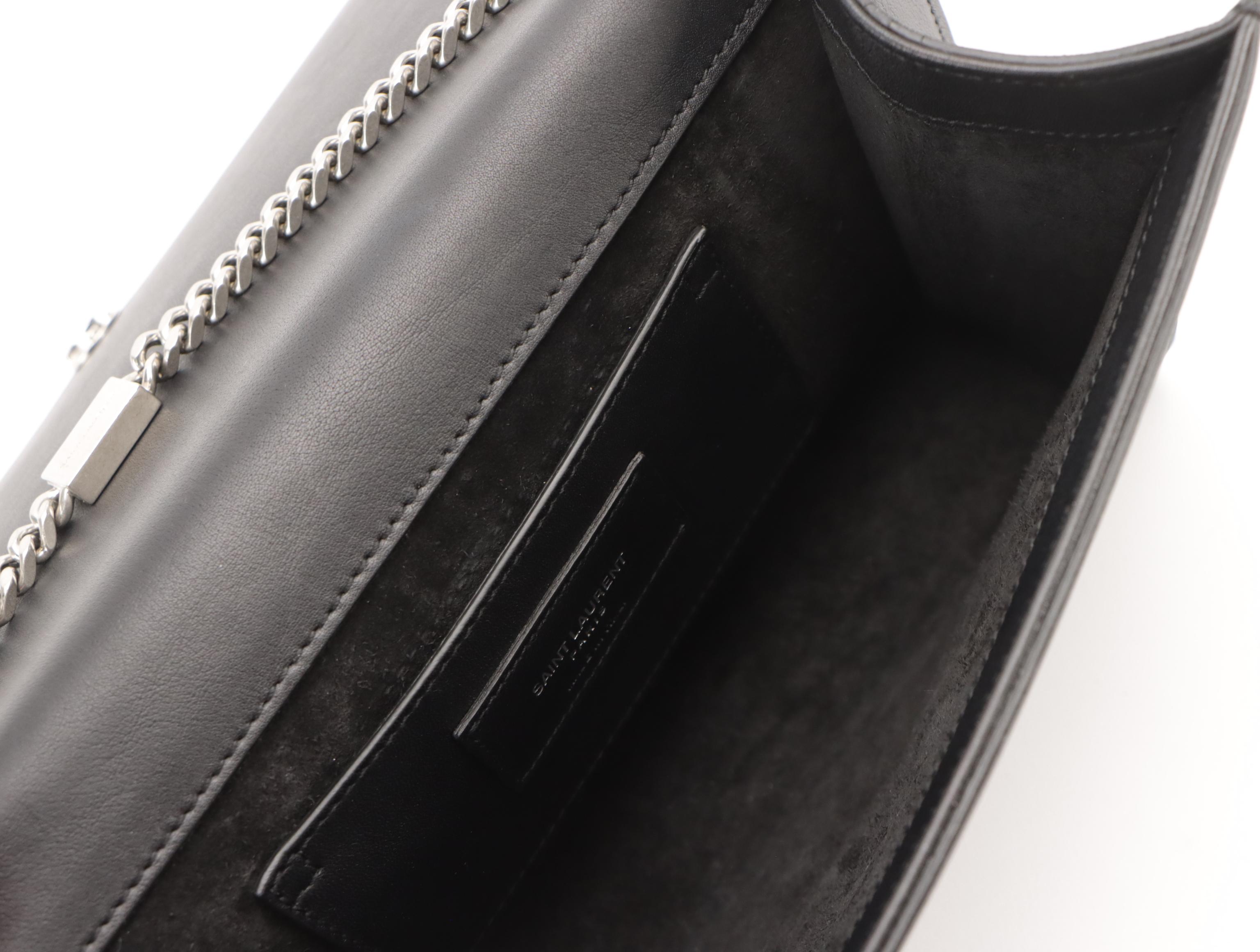 Saint Laurent Kate Shoulder Bag in Rhinestone Embellished Black Calfskin Leather