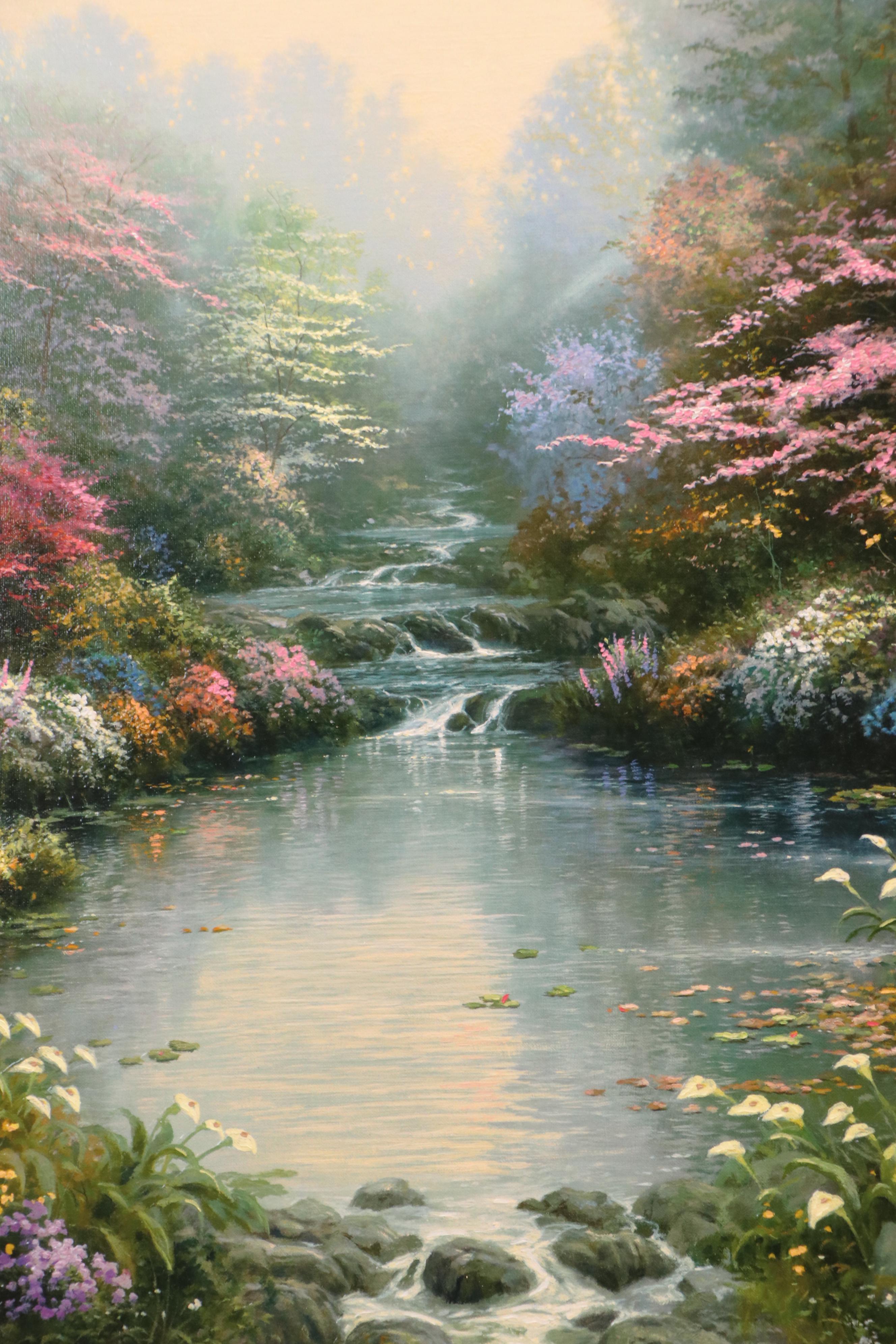 Thomas Kincade Embellished Offset Lithograph "The Garden of Prayer"