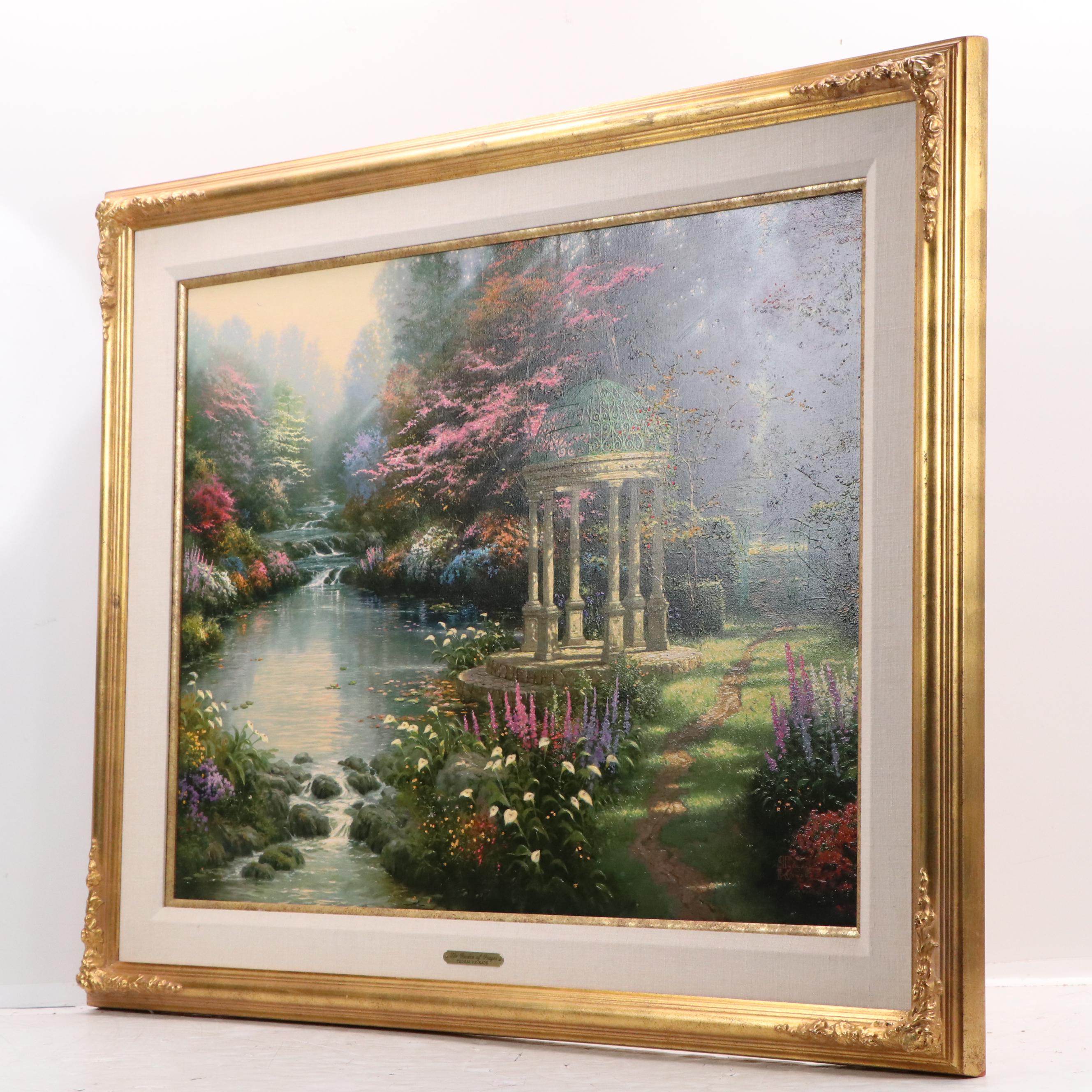 Thomas Kincade Embellished Offset Lithograph "The Garden of Prayer"